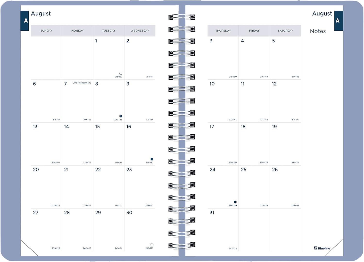 Blueline Essential – Agenda académica diariamensual, agosto de 2023 a julio de 2024, encuadernación de doble alambre, cubierta suave Vicuana, 8 x 5