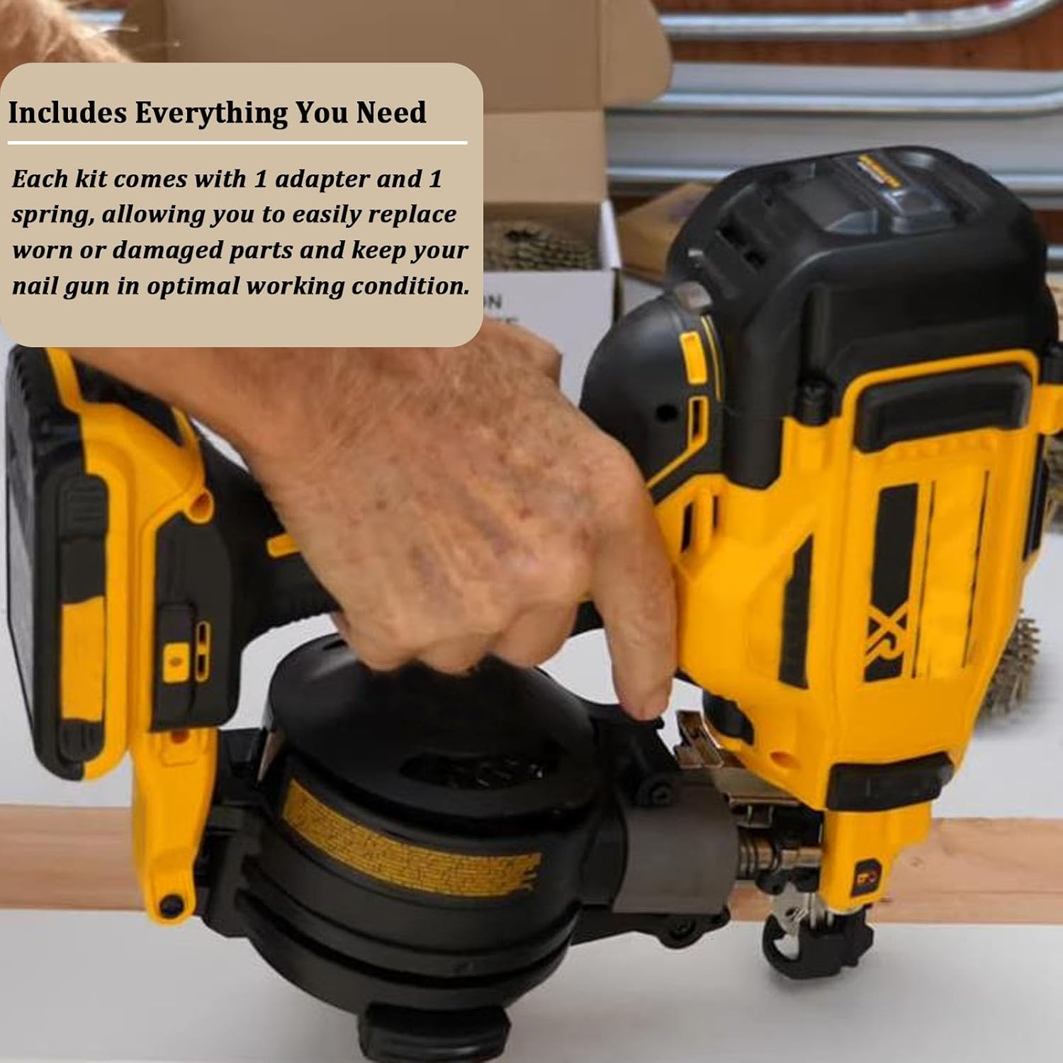 45RN-VSA Punta de adaptador de revestimiento de vinilo para clavadora DeWalt DW45RN DW45RN-CA, kit de clavadora de revestimiento con resorte.