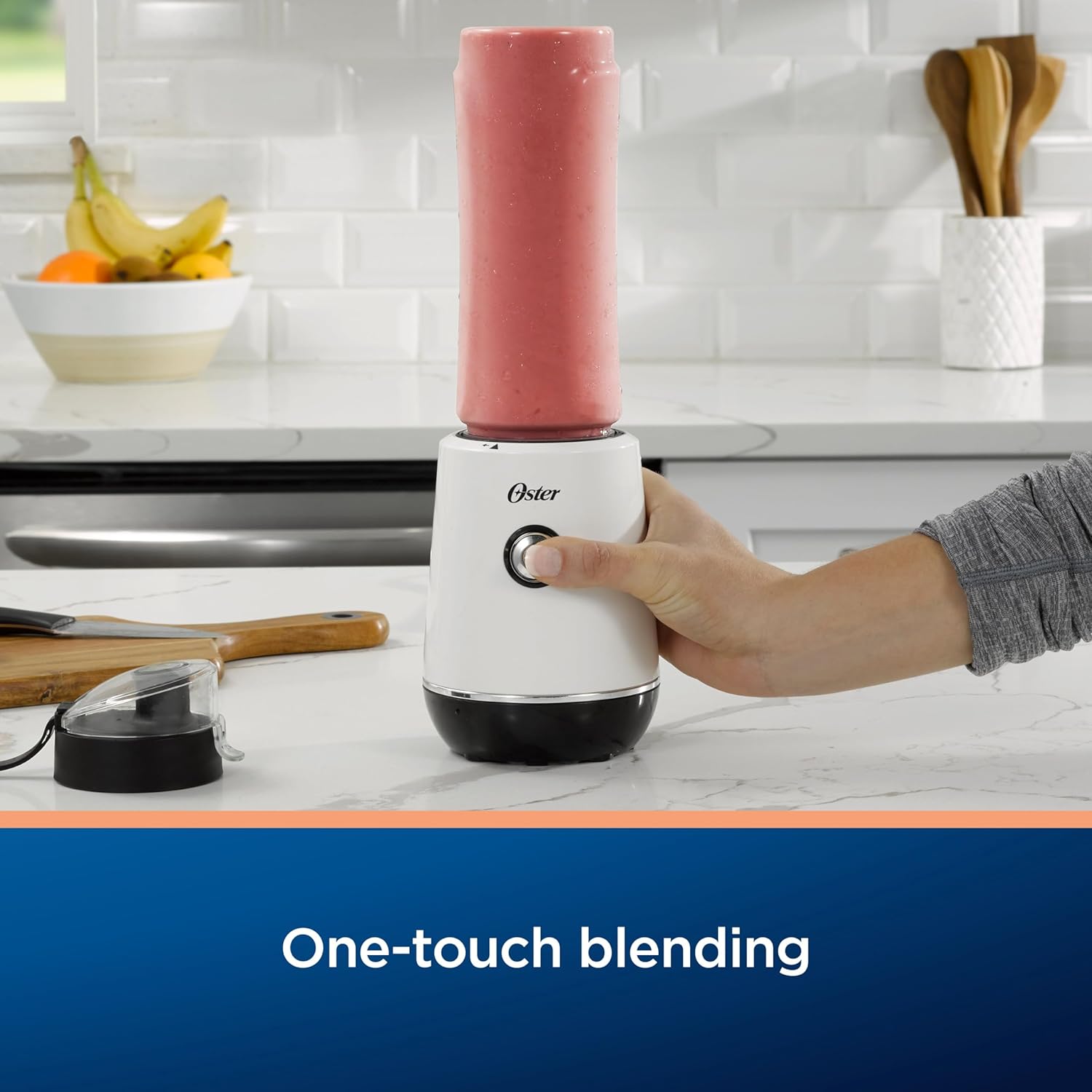 Oster MyBlend Plus – Licuadora personal, 20 onzas, sin BPA, portátil, 500 vatios, con una función de un solo toque, hoja de acero inoxidable y