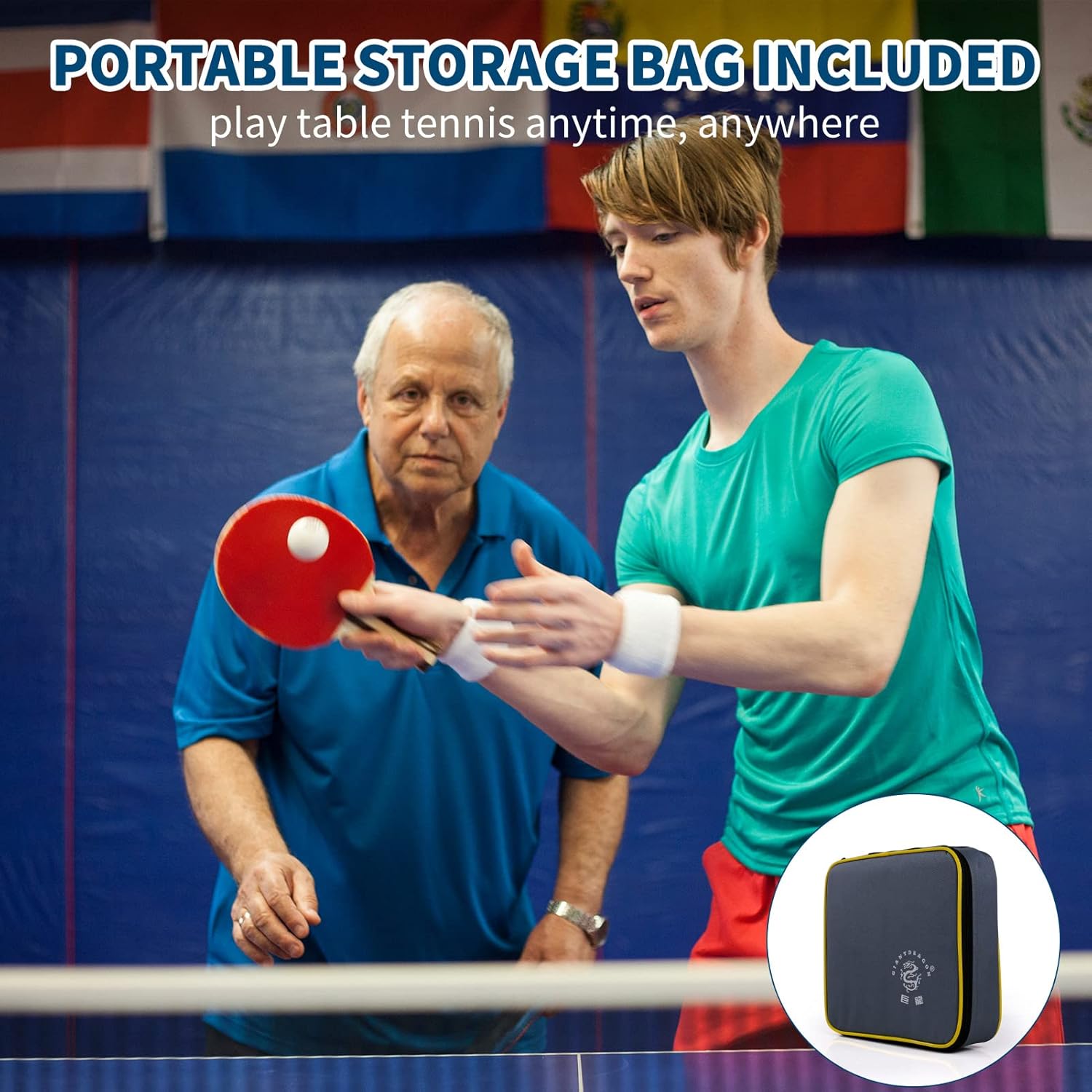 Juego de 4 palas de ping pong, palas de tenis de mesa de 5 capas con 8 pelotas y estuche de transporte, raquetas de goma de esponja suave y pelotas