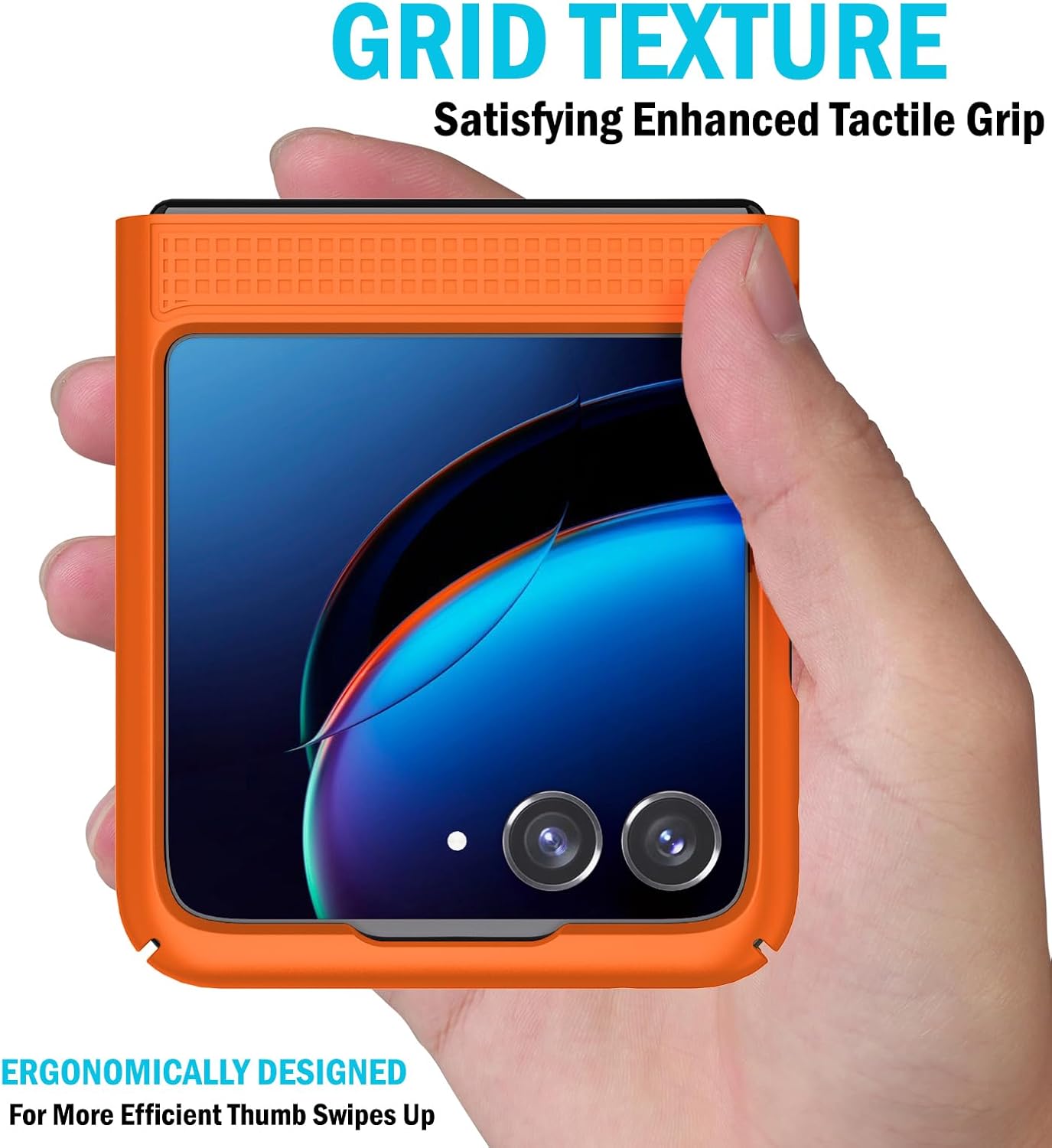 Nakedcellphone – Funda con clip para Motorola RAZR+ 2023, textura de cuadrícula cubierta rígida delgada y rotacióntrinquete Combo de funda de cadera