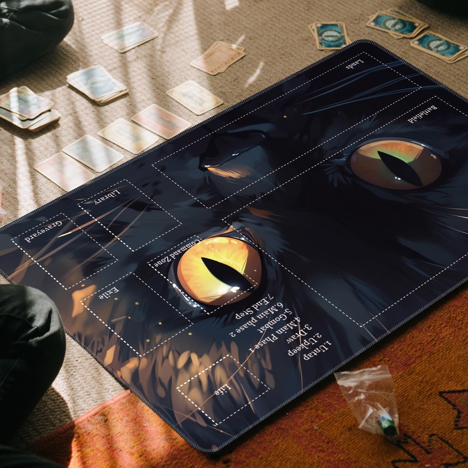 BVCLKJPOI Tapete de juego de cartas cosido, Magic The Gathering Play Mat para MTG Playmat con zonas de superficie de goma lisa, Magic The Gathering