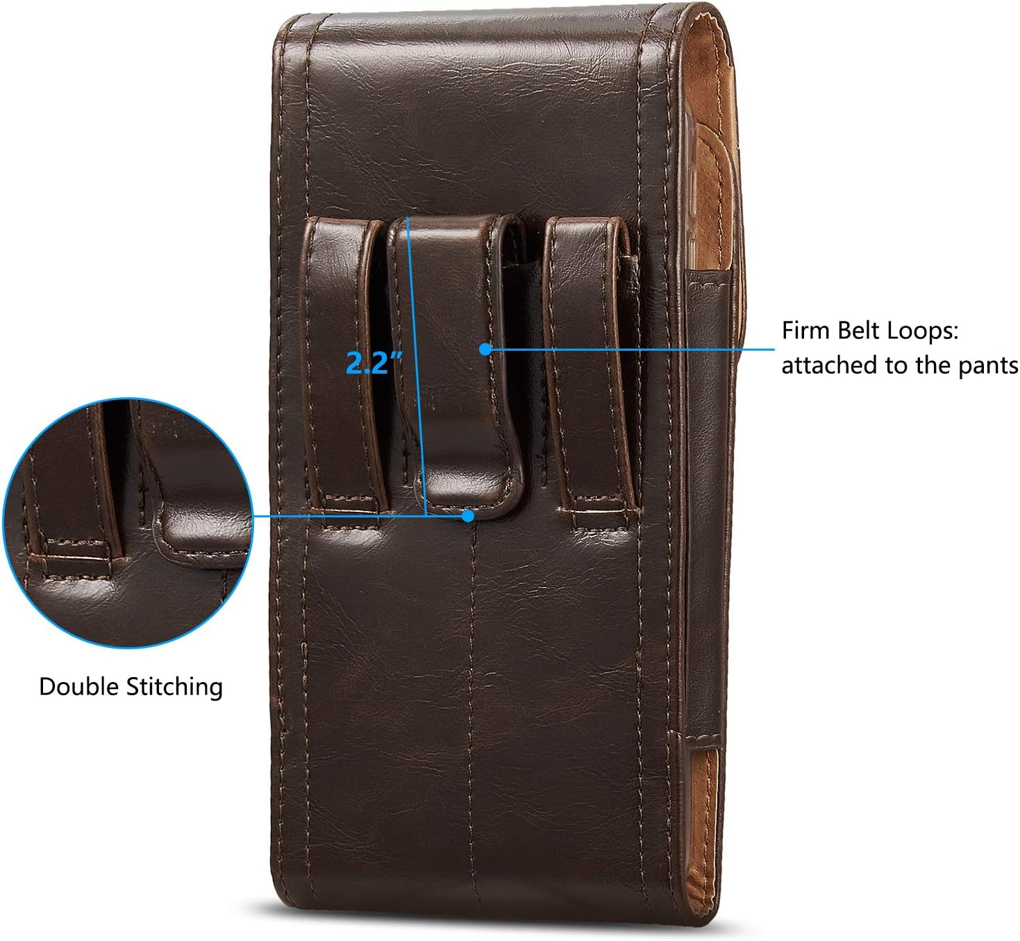 LUXMO – Funda vertical para teléfono, portátil, de piel, con clip para cinturón, bolsillo con anillo para colgar, compatible con iPhone 7 Plus 8