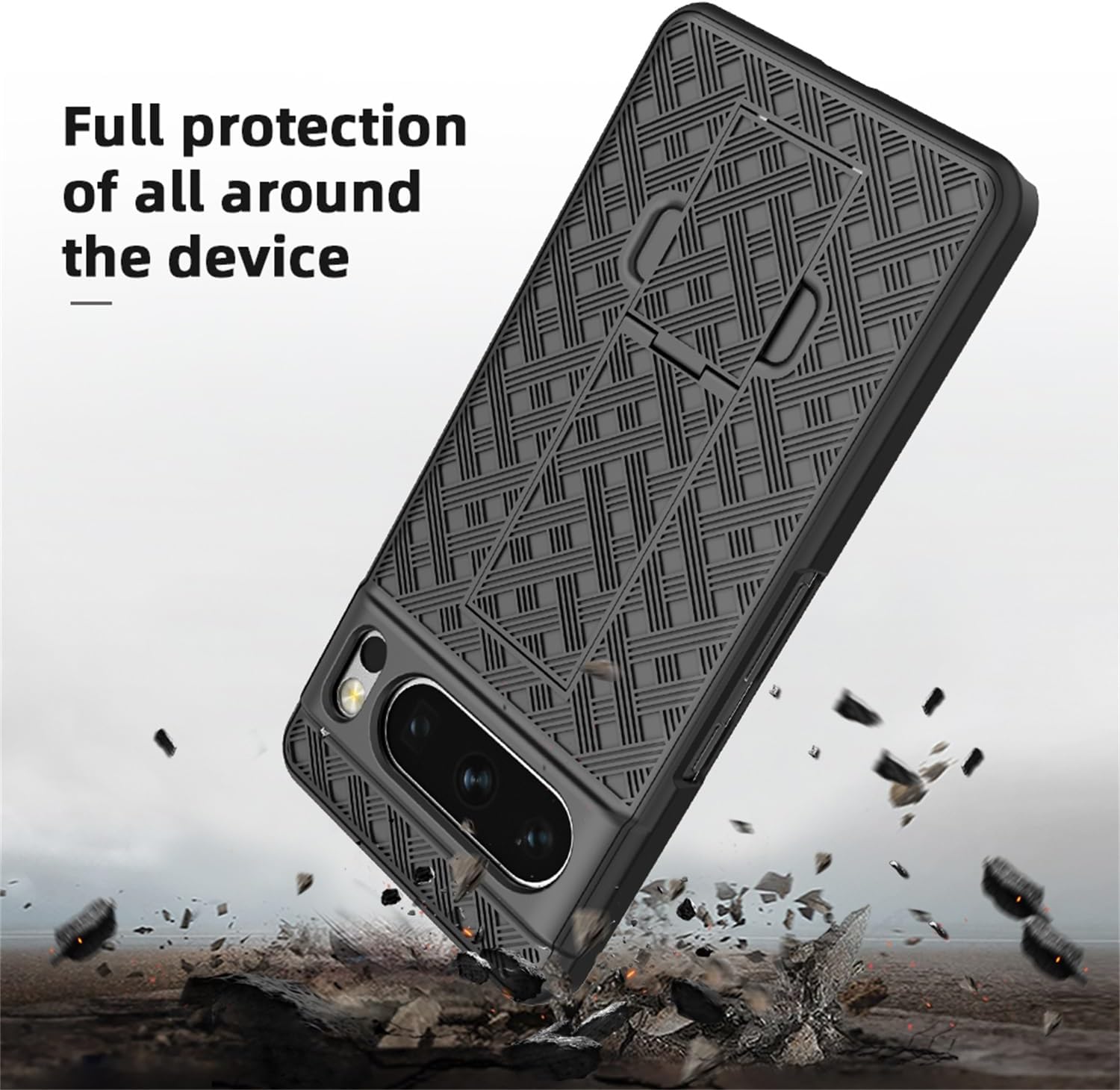 6goodeals Funda con clip para cinturón para Google Pixel 8 Pro – Combo de funda delgada y resistente – Funda resistente para teléfono con soporte y