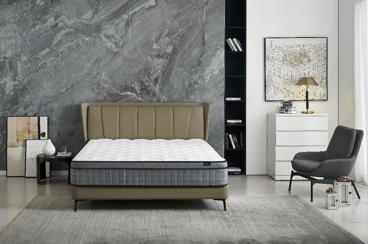 Container Furniture Direct Colchón híbrido tamaño Queen de 12 pulgadas en una caja, cojín de cama con espuma viscoelástica con infusión de gel,