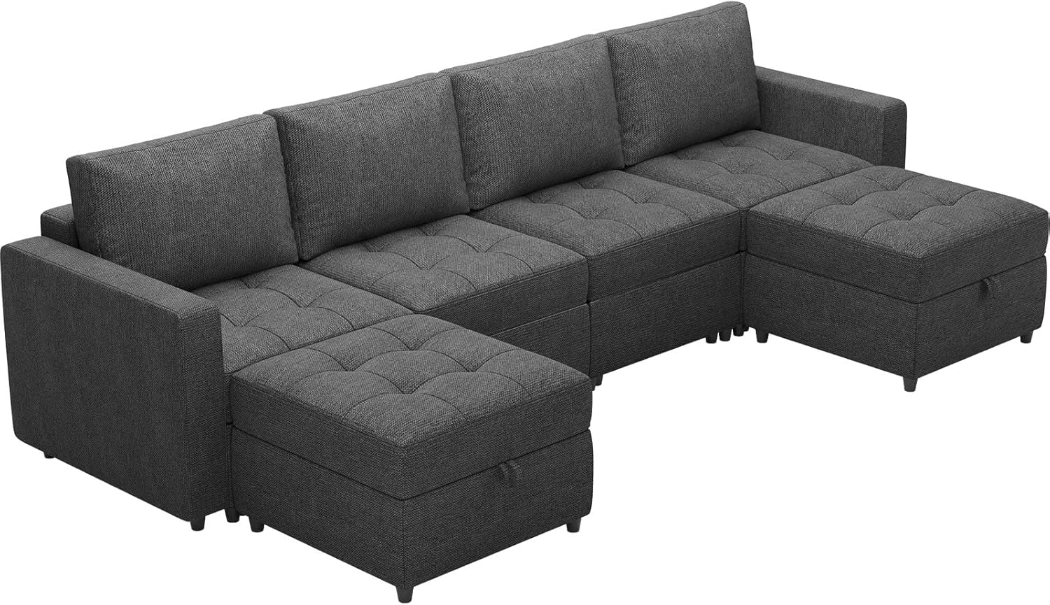 Belffin Sofá modular modular modular en forma de U con cajones de almacenamiento, sofá extraíble de 6 plazas con tumbonas, modular de gran tamaño