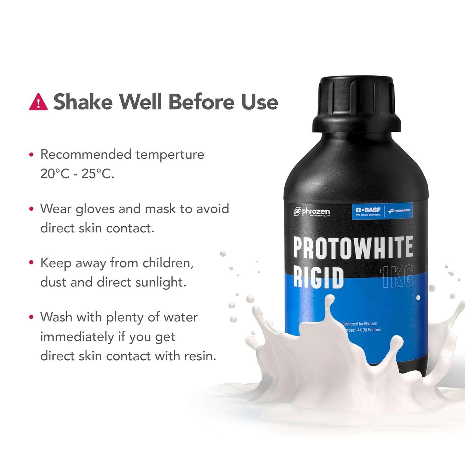 phrozen Protowhite – Resina rígida de 405 nm LCD de curado UV estándar de fotopolímero, ideal para prototipo industrial (2.2 lbs)