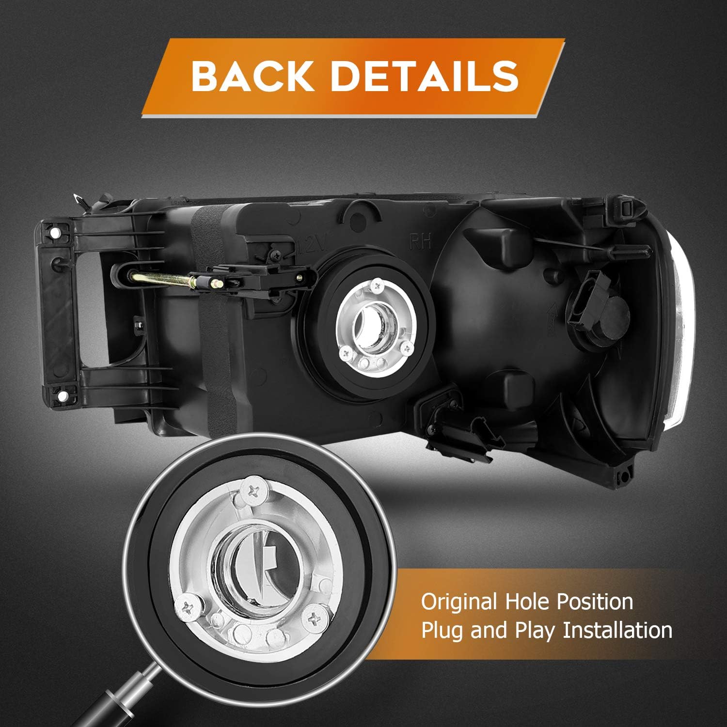 Conjunto de faros delanteros para Dodge para Ram 1500 2002-2005 para Dodge para Ram 2500 2003-2005 para Dodge para Ram 3500 2003-2005, carcasa