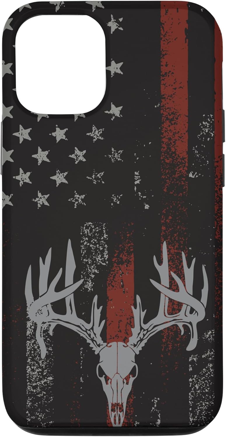 Funda para iPhone 14 con la bandera americana de cola blanca ciervo Buck Hunting USA FLAG Hunter