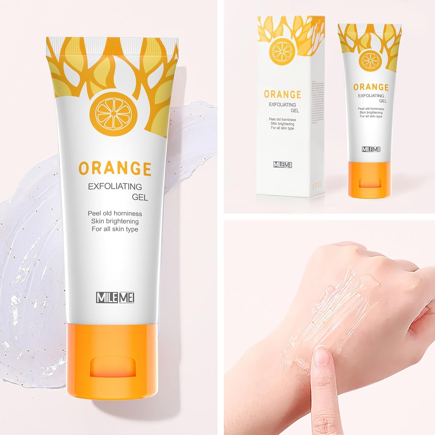 2 unidades de gel exfoliante de naranja, gel exfoliante para la piel de la cara y el cuerpo, exfoliante facial hidratante de limpieza profunda.