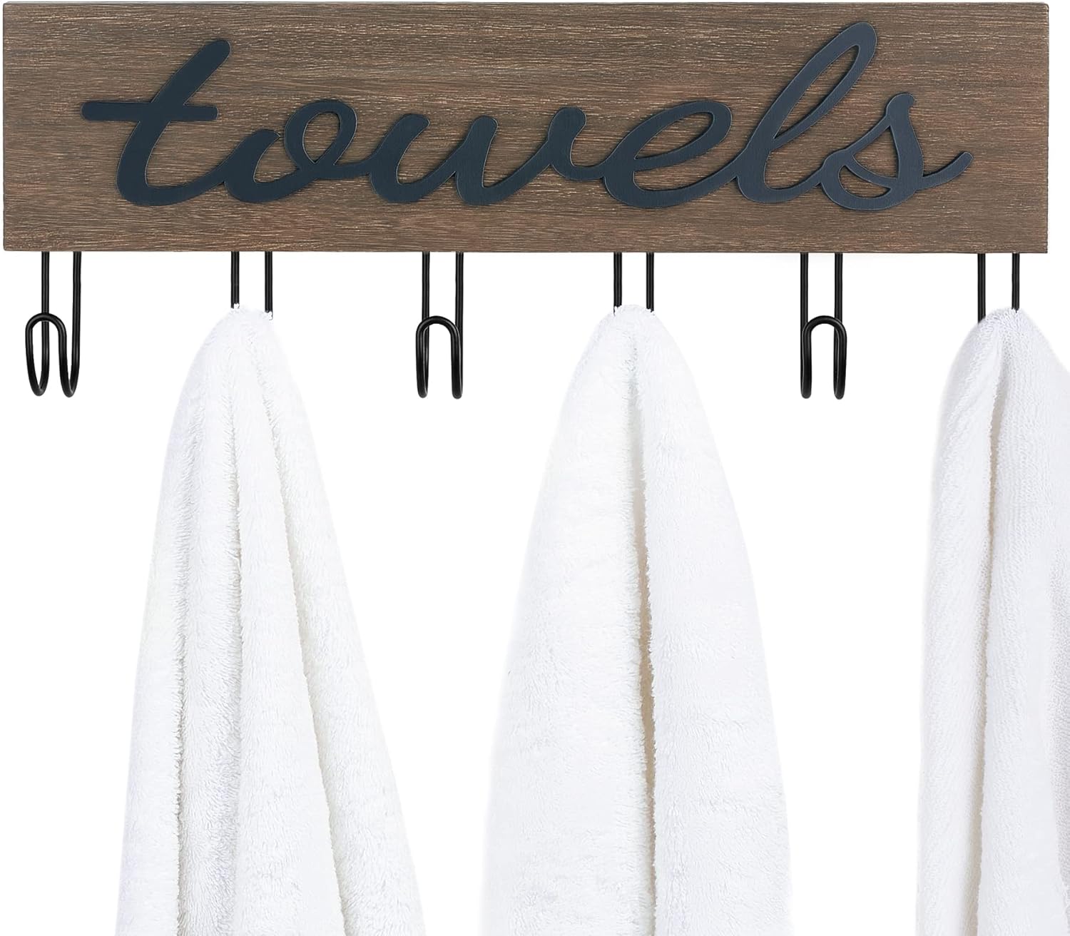 Mkono Toallero montado en la pared, decoración de baño, ganchos de madera rústica para colgar toallas, bata de baño, abrigo, ropa, colgador de