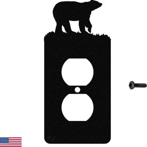 Bear – Placa de pared dúplex individual (potencia única, negra) – Fabricado en Estados Unidos Bear – Placa de pared dúplex individual (potencia única, negra) – Fabricado en Estados Unidos