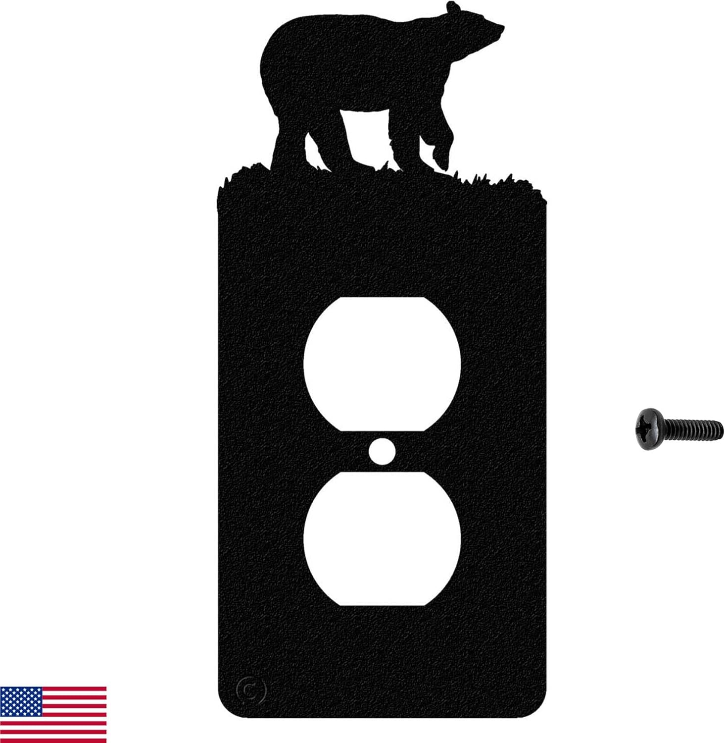 Bear – Placa de pared dúplex individual (potencia única, negra) – Fabricado en Estados Unidos