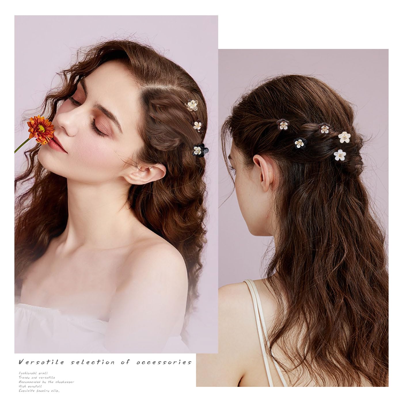 CWJCYTNSN 16 pinzas para el pelo de flores pequeñas para mujeres y niñas, pinzas de plástico de 0.6 pulgadas, bonitas abrazaderas de flores para