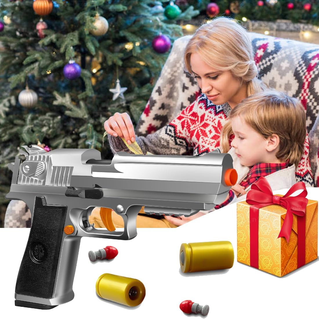 Pistola de juguete de recarga totalmente automática con carcasa de rebote, juegos de disparo, pistola de espuma suave, juguetes de modelo educativo,