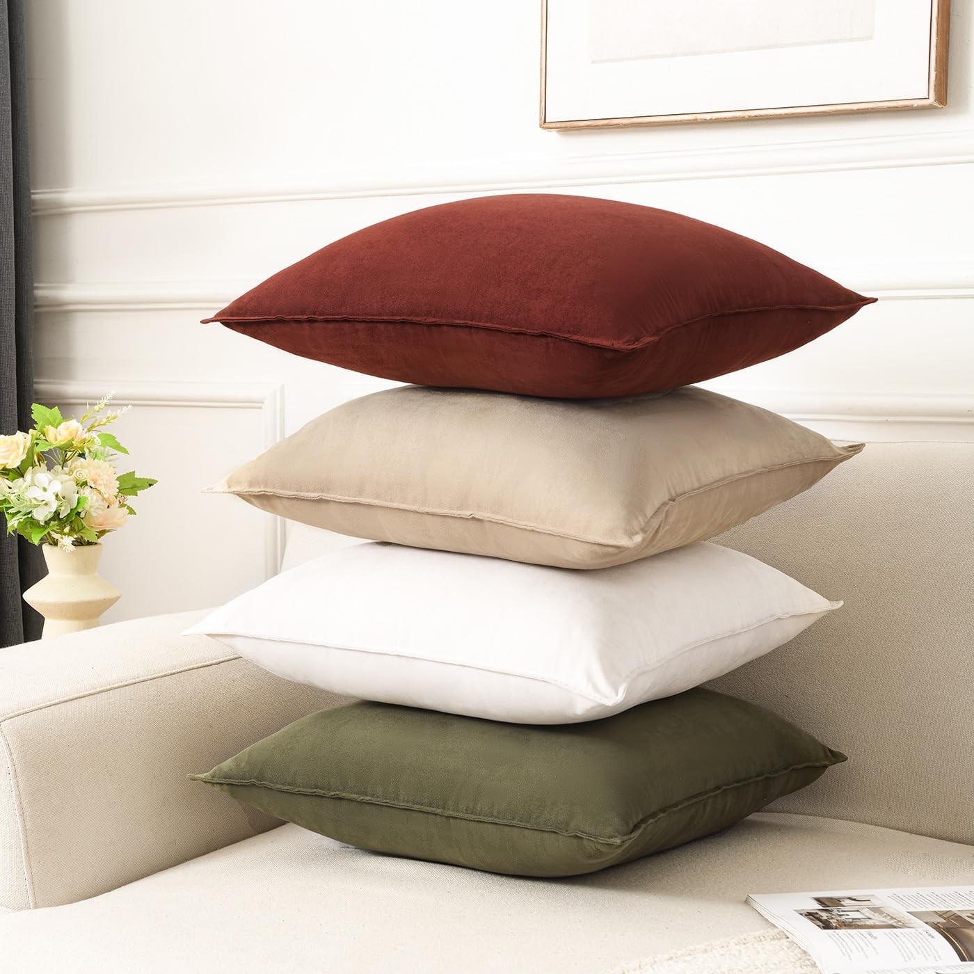 Zealax Paquete de 2 fundas de almohada de color óxido, almohadas decorativas suaves para sofá y cama, 18 x 18 pulgadas, fundas de almohada otoñales