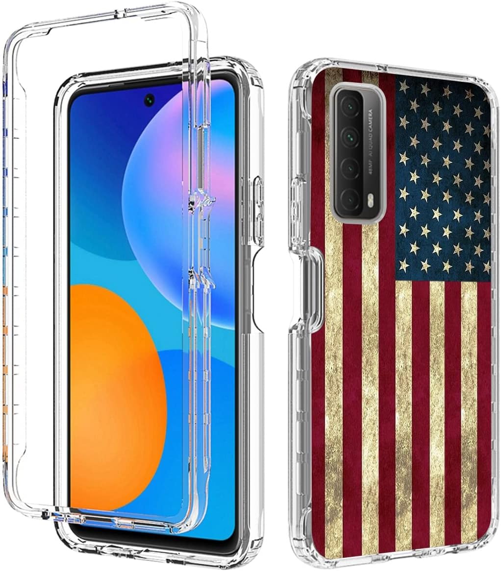 Funda para teléfono P Smart 2021Huawei Y7AEnjoy 20 SE PPA-LX2 con protector de pantalla de vidrio templado, bonito diseño de bandera transparente de
