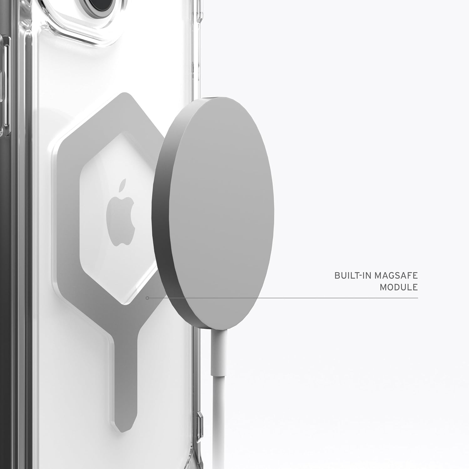 URBAN ARMOR GEAR UAG – Funda diseñada para iPhone 15 Plyo IceSilver de 6.1 pulgadas, compatible con MagSafe Bundle con cordón UAG para teléfono