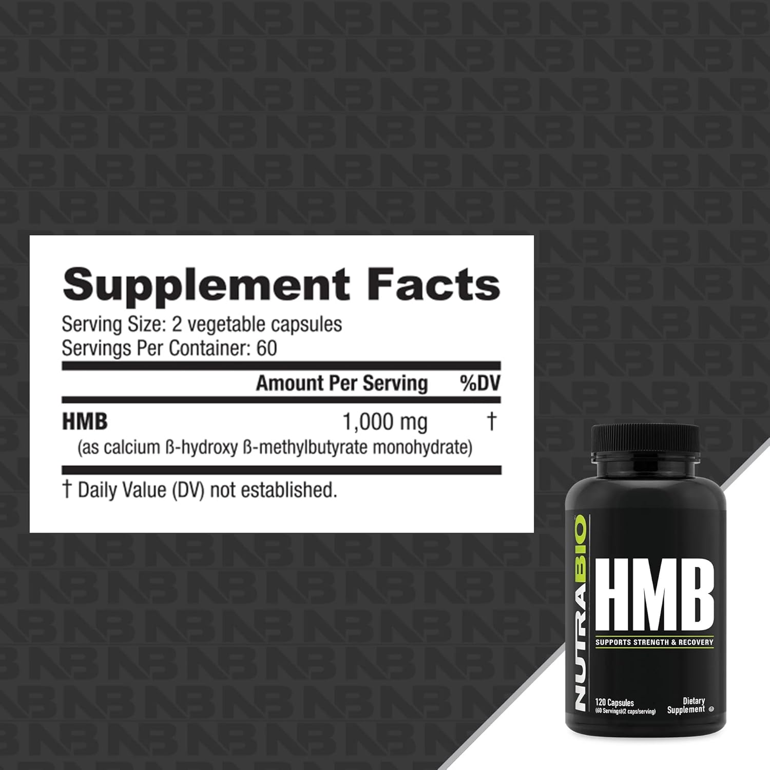 NutraBio HMB 1000mg- 120 Cápsulas