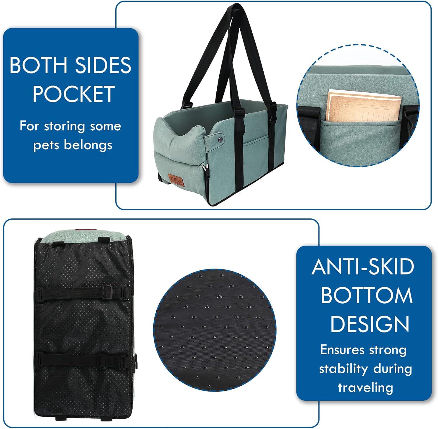 Asiento de auto para perro con consola 5 en 1, asientos elevadores para perros pequeños de hasta 12 libras, reposabrazos para mascotas, asiento