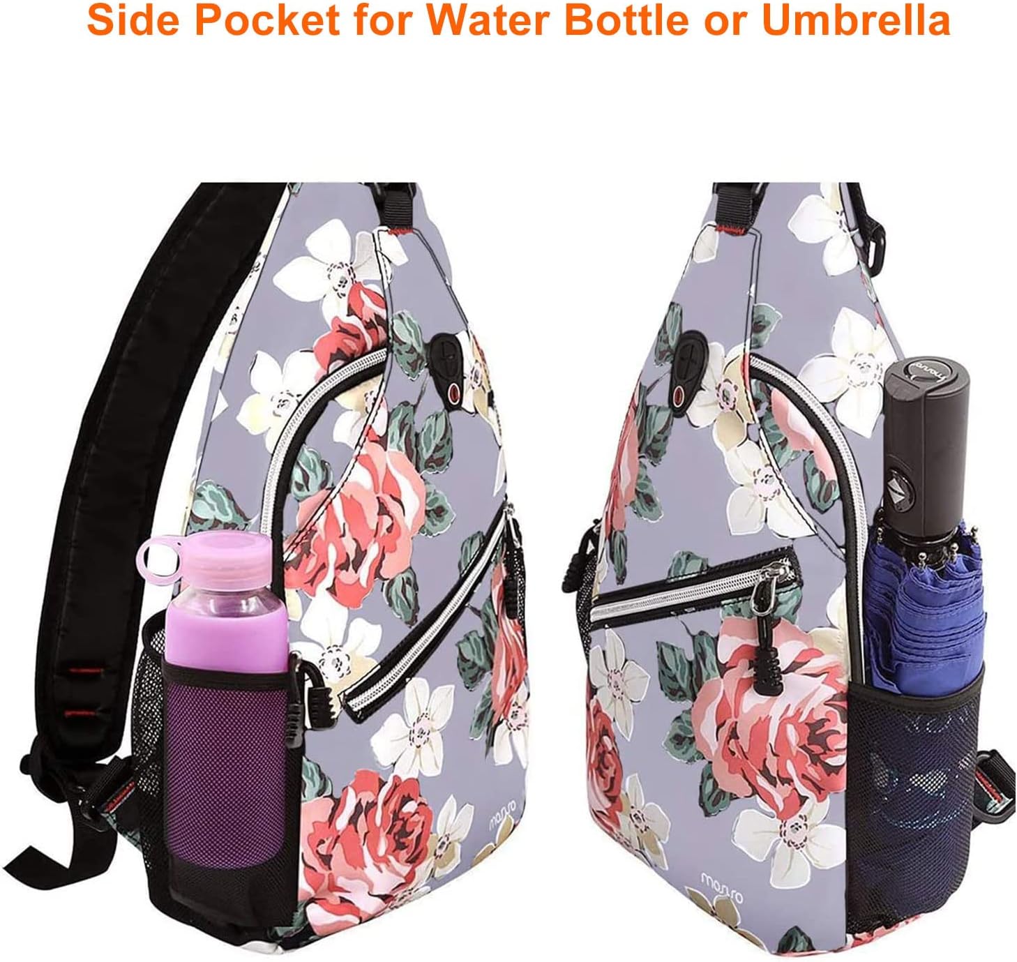 MOSISO Mochila tipo bandolera, mochila de viaje para senderismo, bolsa de hombro cruzada de cuerda rosa