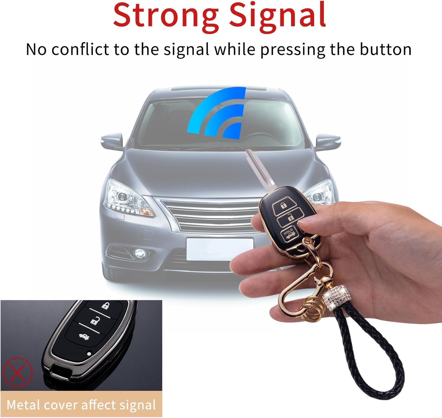 Gematay Funda para llavero Toyota con cordón, funda protectora para llave de automóvil Corolla 2014 2015 2016 2017 2018 2019 Camry 2014-2017 Tacoma