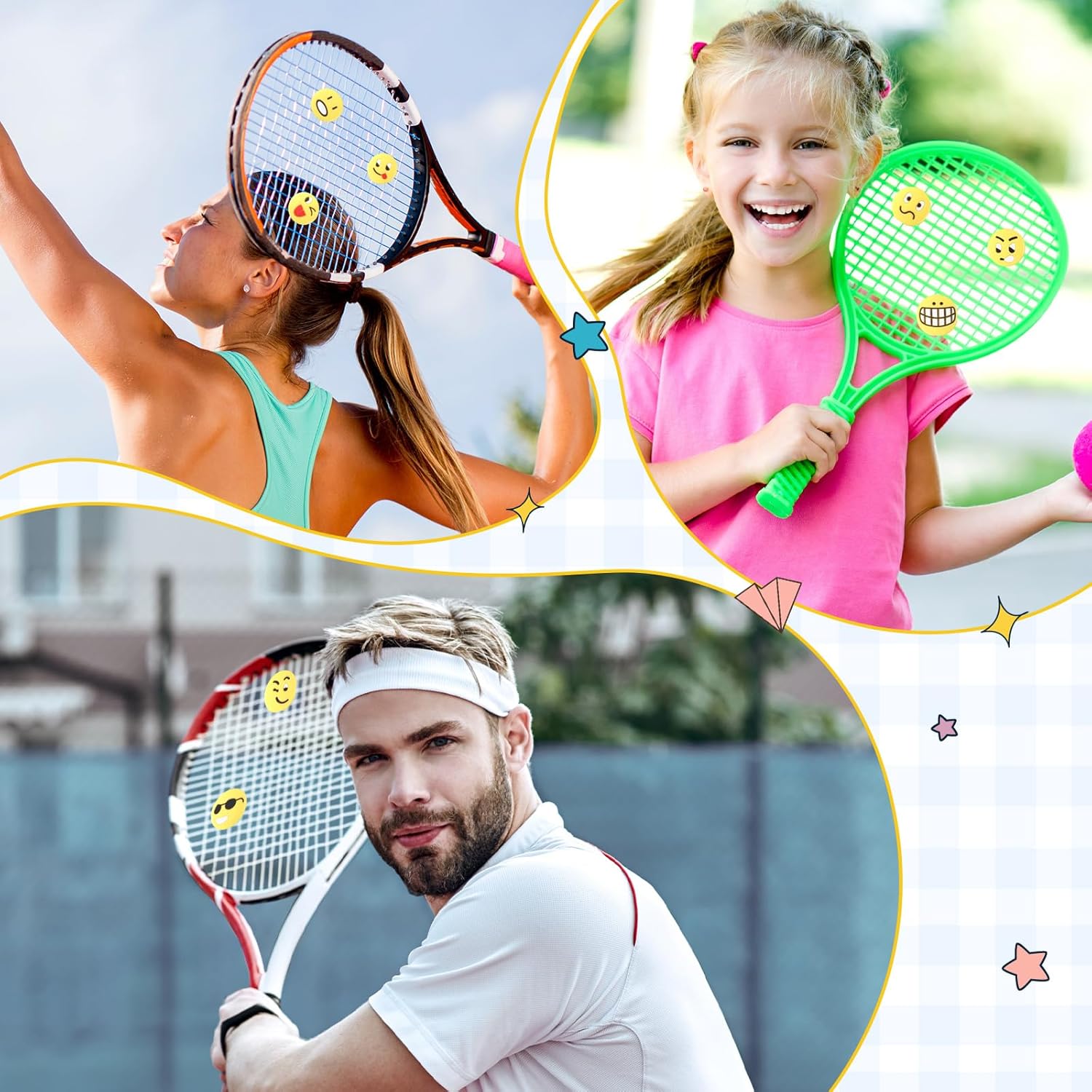 Jexine Amortiguador de vibraciones de tenis de silicona para raquetas de tenis, suministros de tenis lindos para regalo