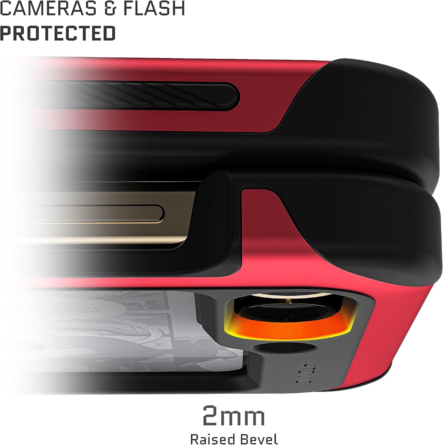 Ghostek ATOMIC – Funda delgada para Samsung Galaxy Z Flip 5 transparente con parachoques de metal de aluminio rojo, de alta calidad, resistente,