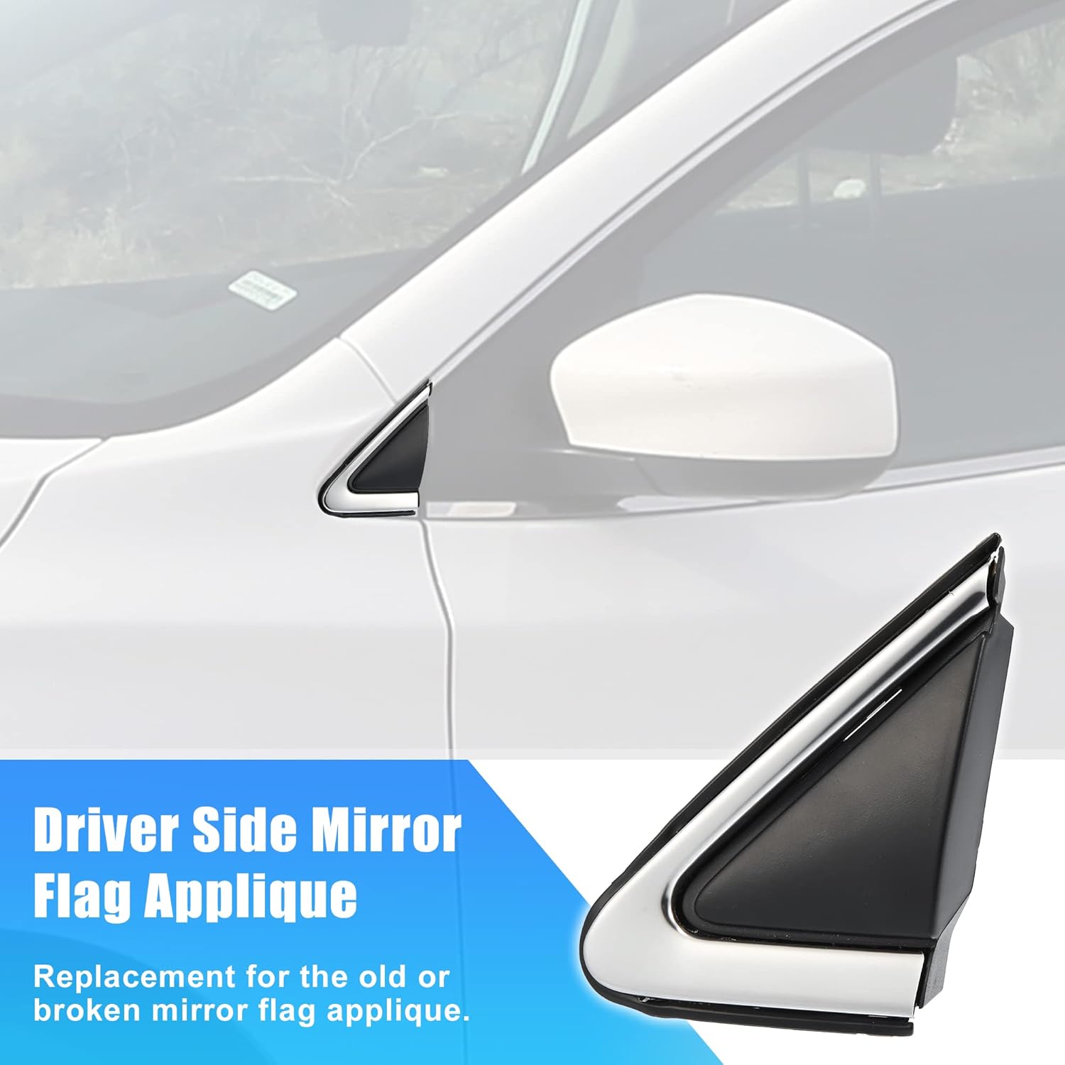 X AUTOHAUX Aplique de bandera de espejo lateral del conductor para Nissan Sentra 2013-2019 LH Mirror Flag Cover Door Corner Finisher Reemplazar