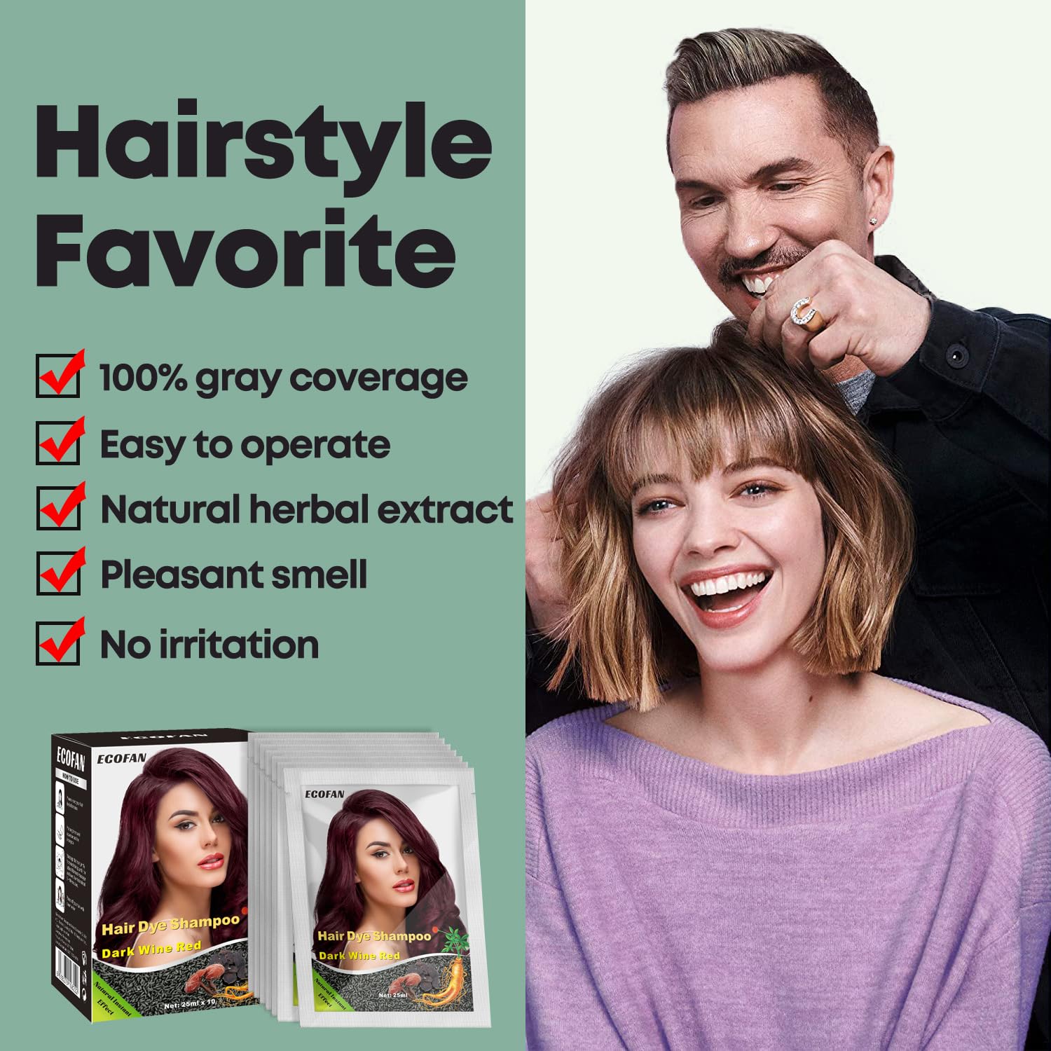10 unidades de champú de tinte para el cabello de vino tinto oscuro 3 en 1, champú de color natural para el cabello, tinte instantáneo