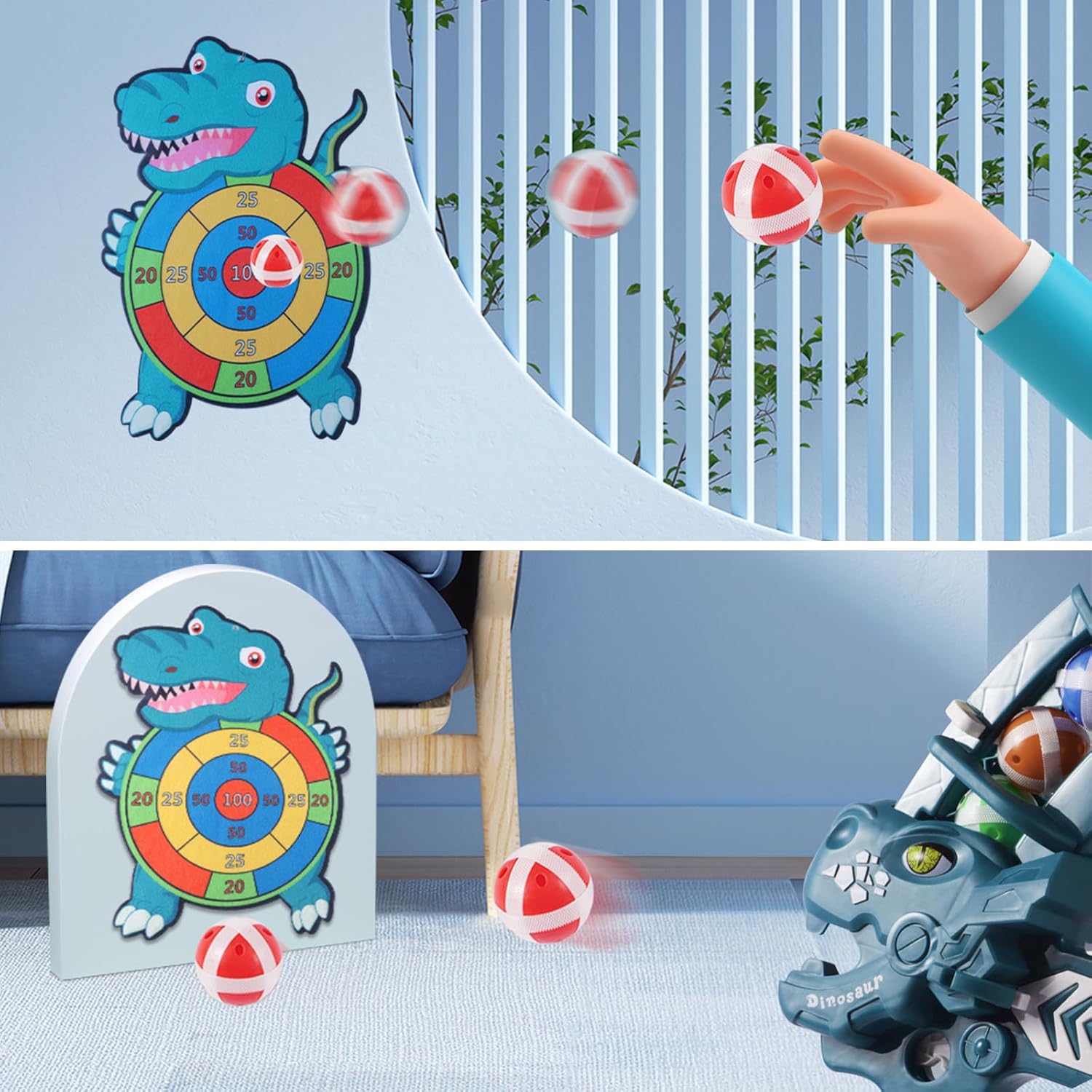 Aigitoy Tabla de dardos para niños, 6 bolas adhesivas, 1 lazo de juguete, juguetes para niños, juguetes para interiores y exteriores, juguetes