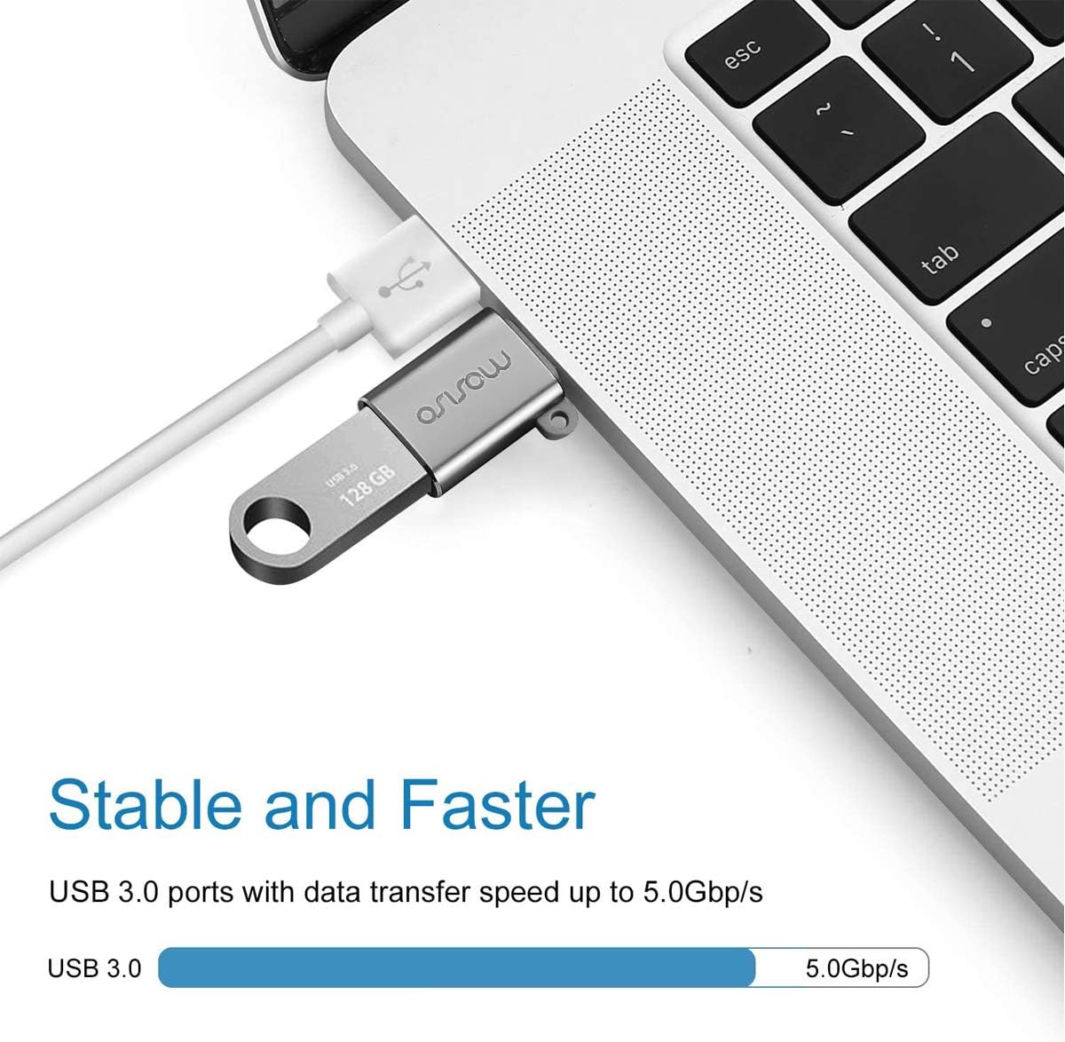 MOSISO Paquete de 2 adaptadores USB C a USB, conector USB tipo C a USB, convertidor Thunderbolt 3 a USB 3.0 OTG compatible con MacBook Pro