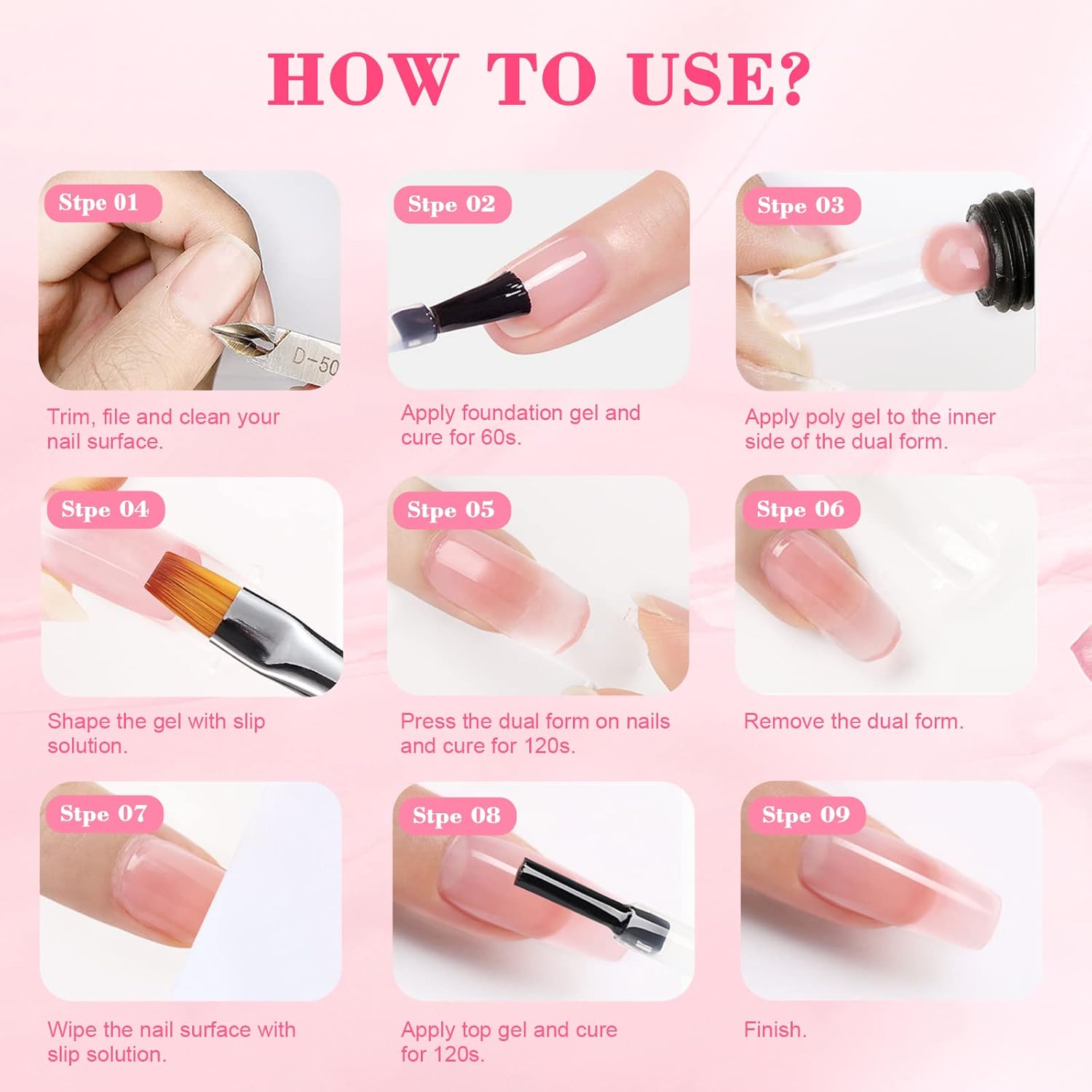 Saviland Solución deslizante de 4.1 fl oz para uñas de gel de poliéster líquido antiadherente Kit de solución de gel para principiantes, gel de