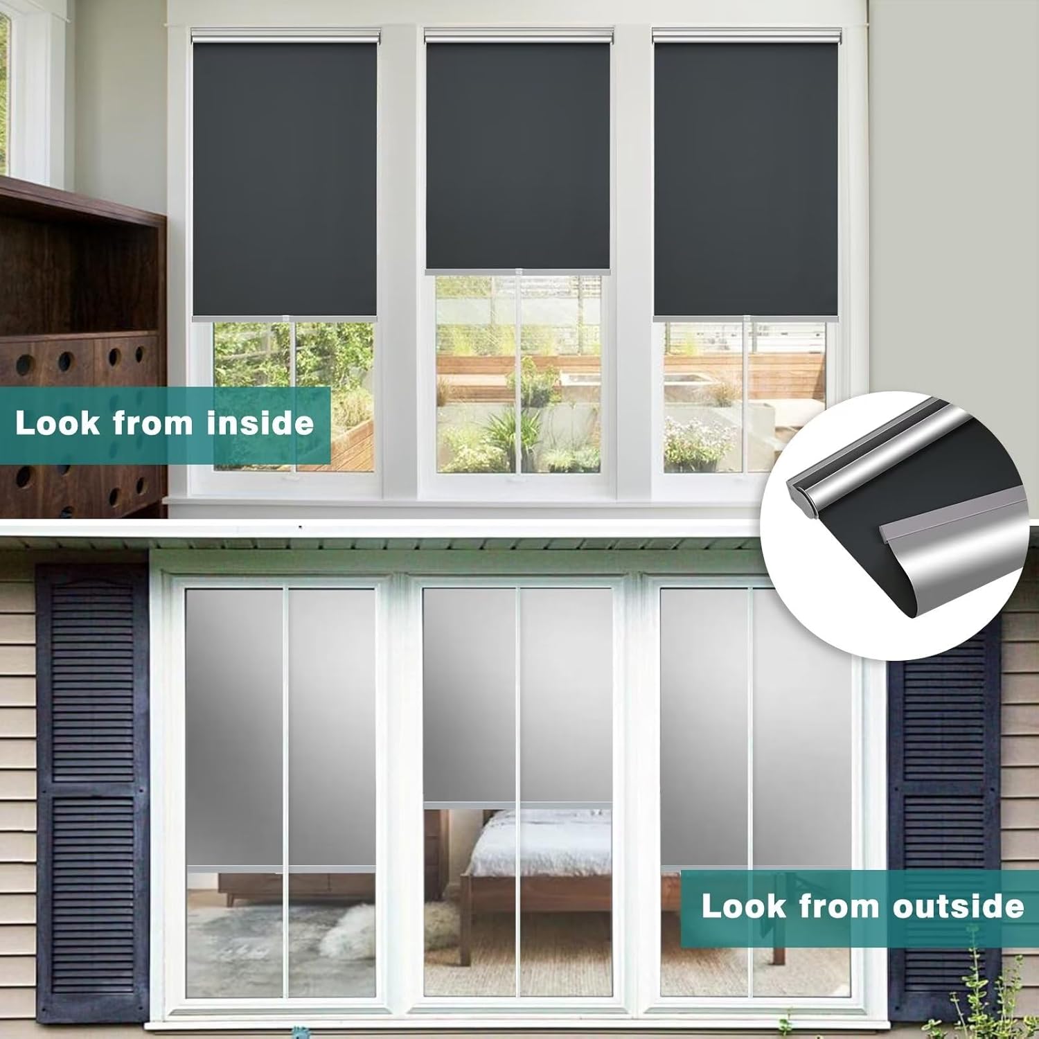 Changshade – Cortina enrollable sin cordón y opaca, oscurecimiento de la habitación, persiana enrollada, para bloqueo de la luz, protección solar,