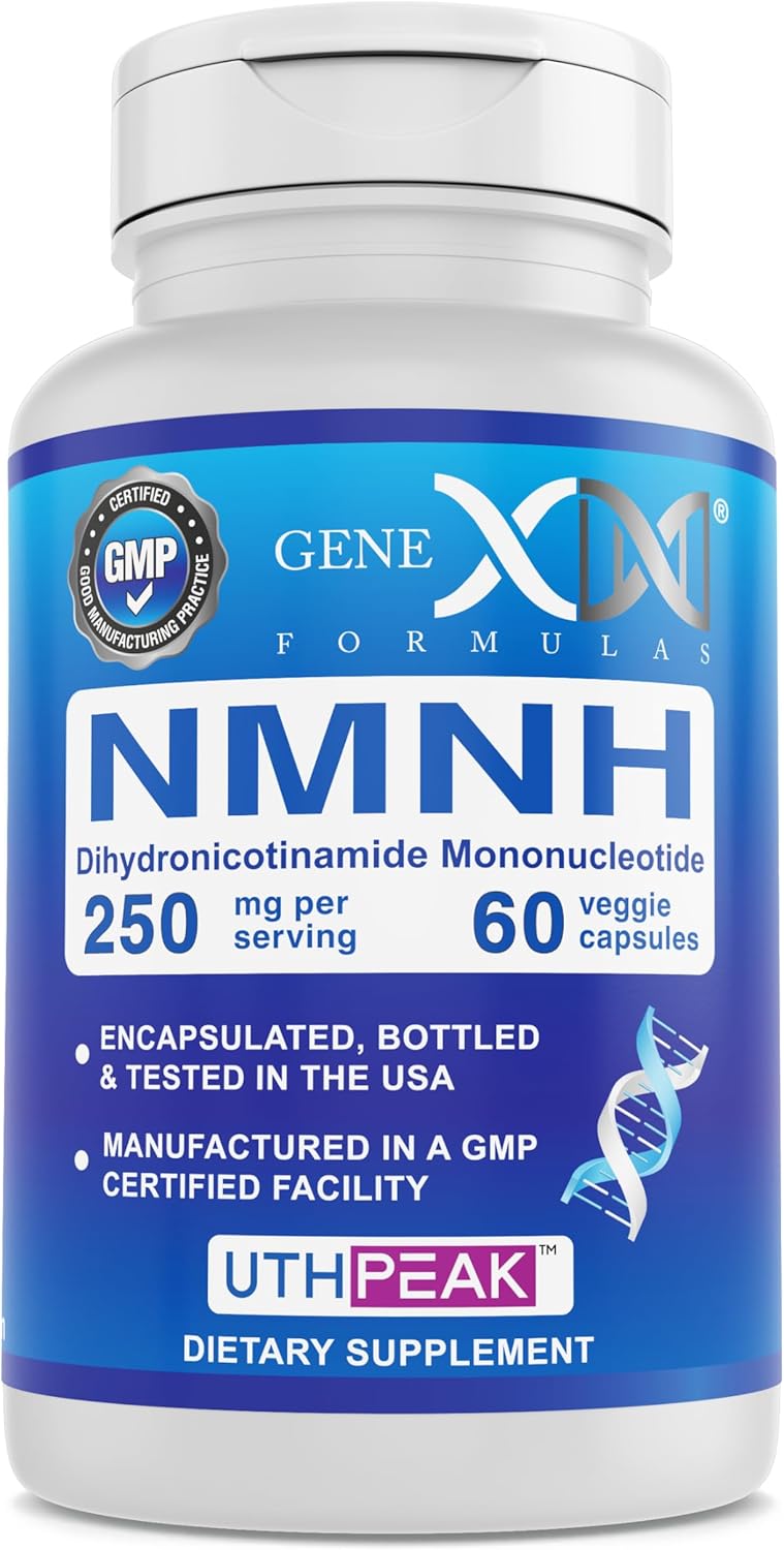 GENEX 250mg NMNH (60 cápsulas – 30 porciones)  Uthpeak NMNH (mononucleótido de dihidronicinamida) NAD+ precursor para un envejecimiento saludable –