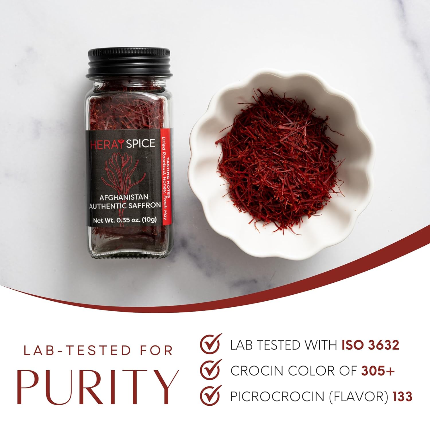 Heray Azafrán, hilos de azafrán afgano prémium (calidad Super Negin A +) Fresco puro todo rojo hilo azafrán especia para bouillabaisse risotto,