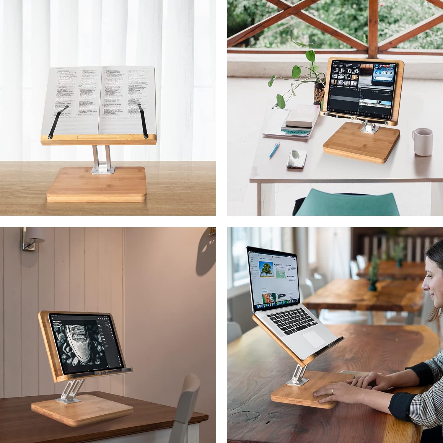 wishacc Soporte giratorio de 360, soporte para libros de cocina, oficina en casa, laptop, tableta, Kindle (15.4 x 11 pulgadas)