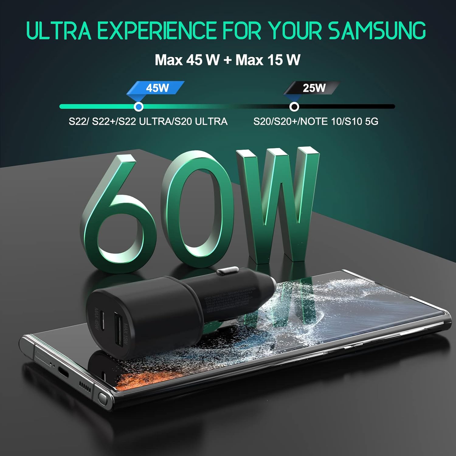 Samsung – Kit de cargador PD de 45 W, USB C de carga súper rápida 2.0, adaptador de cargador de pared con cable C a C para Samsung Galaxy S23S23