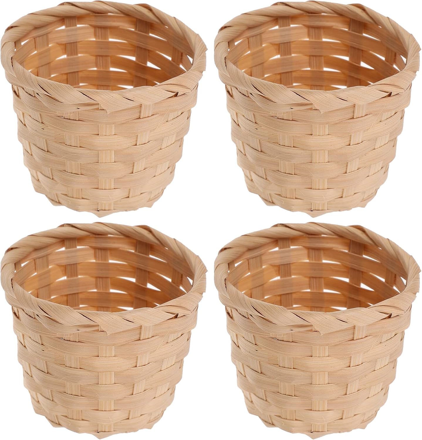 SEWACC Mini cesta tejida de madera, 10 unidades, 3.0 x 2.4 in, figuras de cesta tejida de madera, cestas de flores pequeñas, cestas de