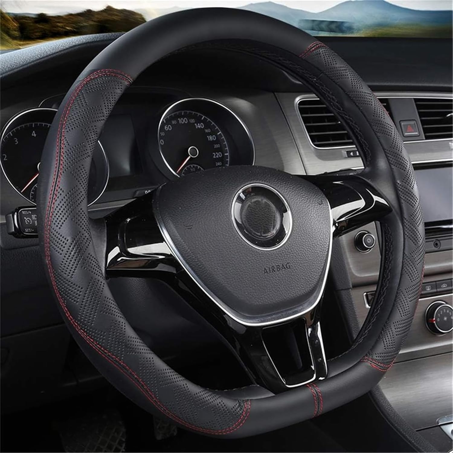 Funda para volante en forma de D, de cuero de microfibra, tipo D, transpirable, antideslizante, parte inferior plana, accesorios para mujeres y