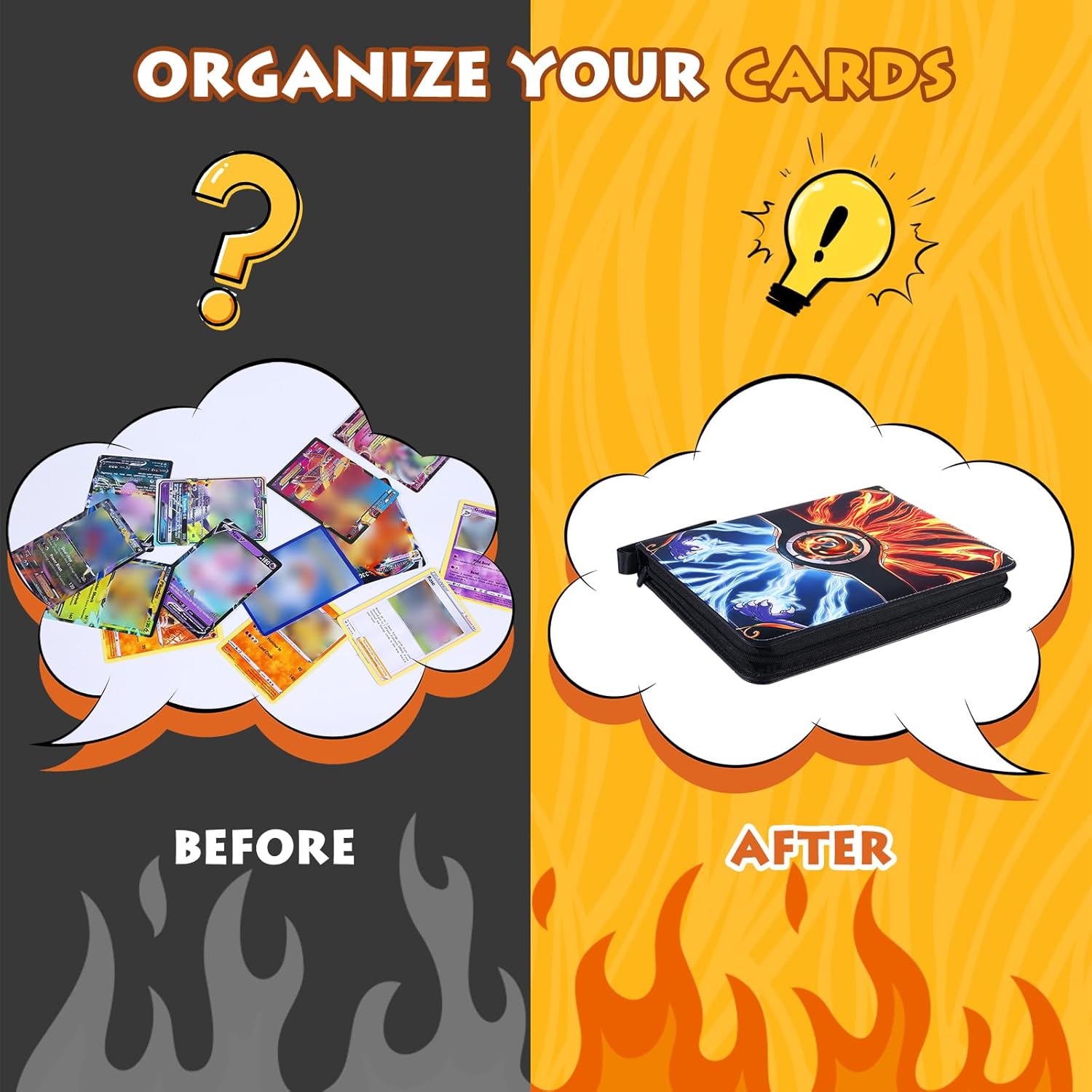 Carpeta de tarjetas para tarjetas intercambiables, álbum Yegyalm de 4 bolsillos que incluye 440 bolsillos con 55 fundas extraíbles, impermeable y