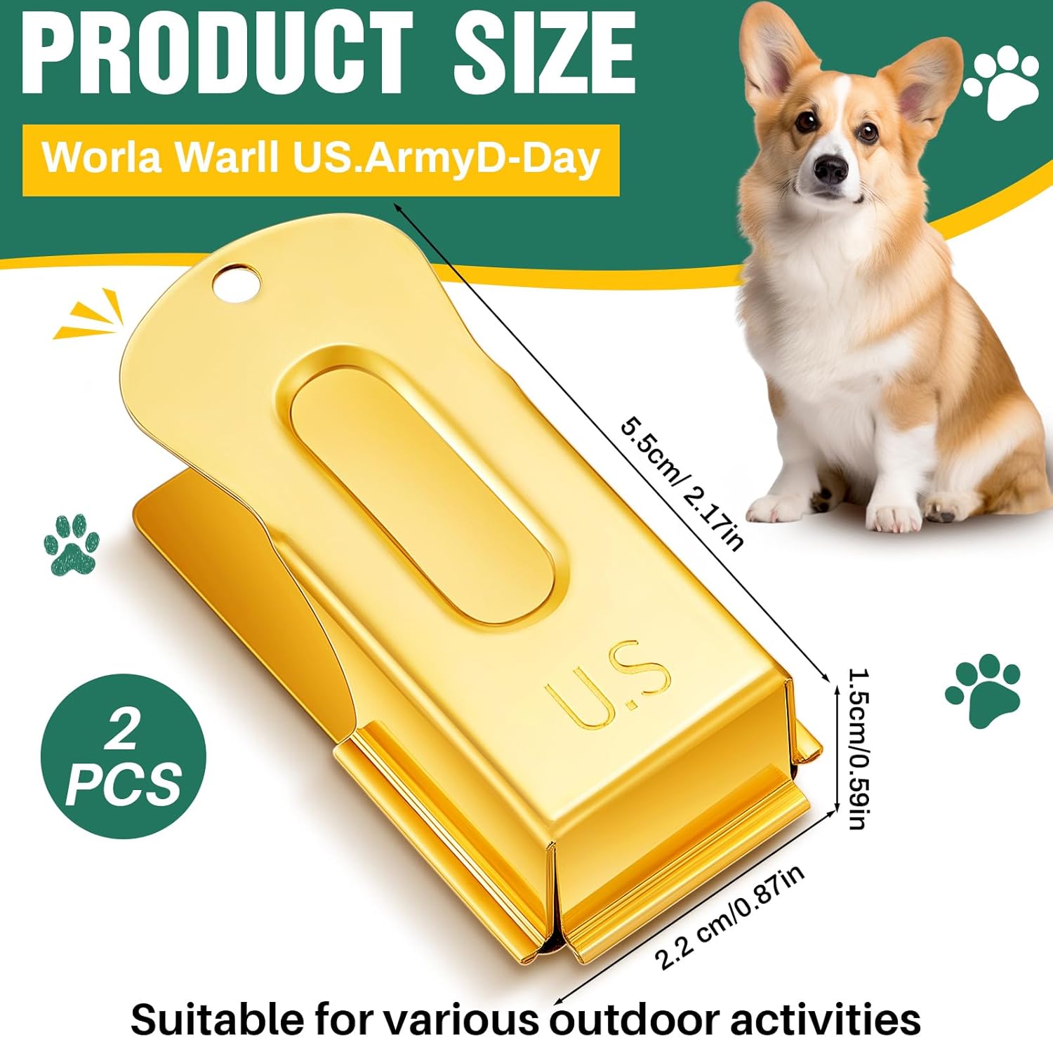 VercanMonth 2 piezas de latón para entrenamiento de mascotas, clicker de señalización de grillo, clicker de metal para perros, cachorros, gatos,