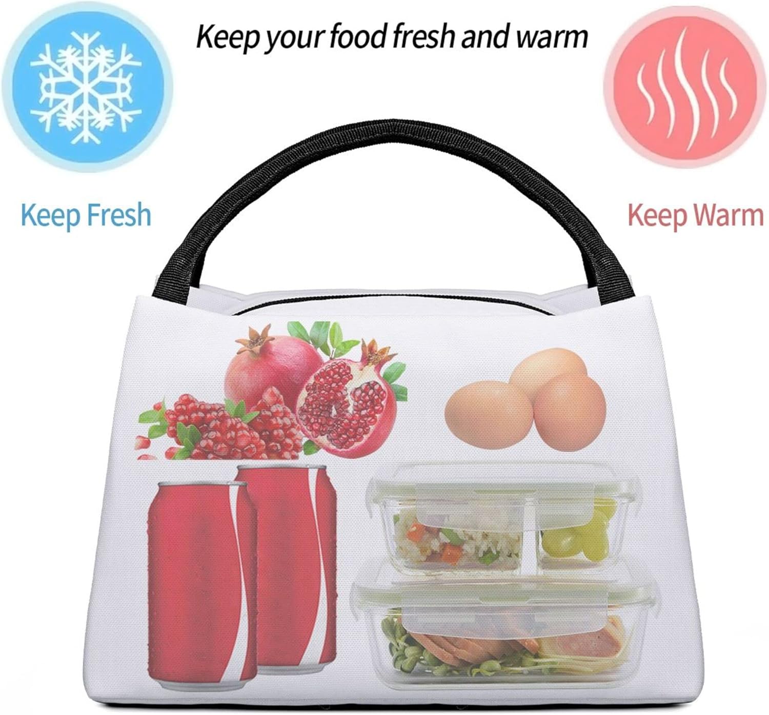 Fubido Perfect Day Theme, bolsa de almuerzo reutilizable para mujeres y hombres, diseño de lunares de la Torre Eiffel, simple bolsa de almuerzo