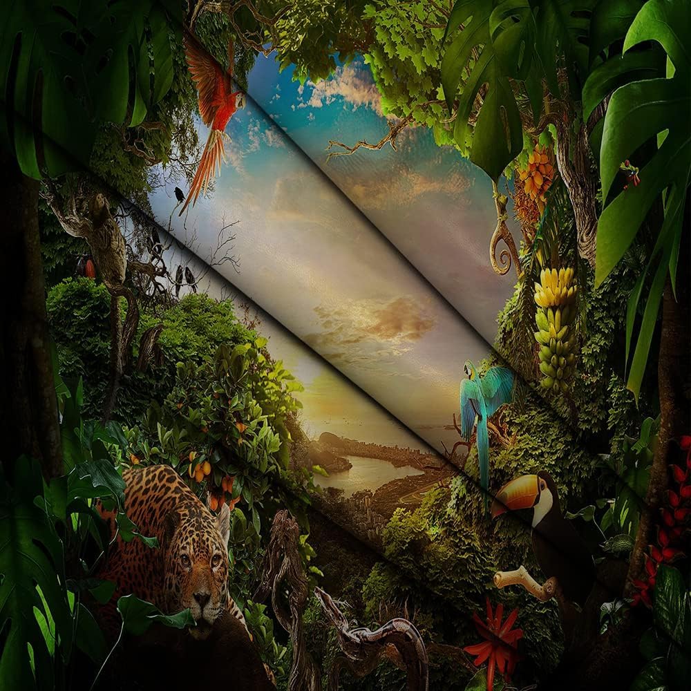 Fondo de safari en la selva animación bosque para niños, fondo verde para fotografía, selva tropical, decoración de animales, celebración, fiesta,
