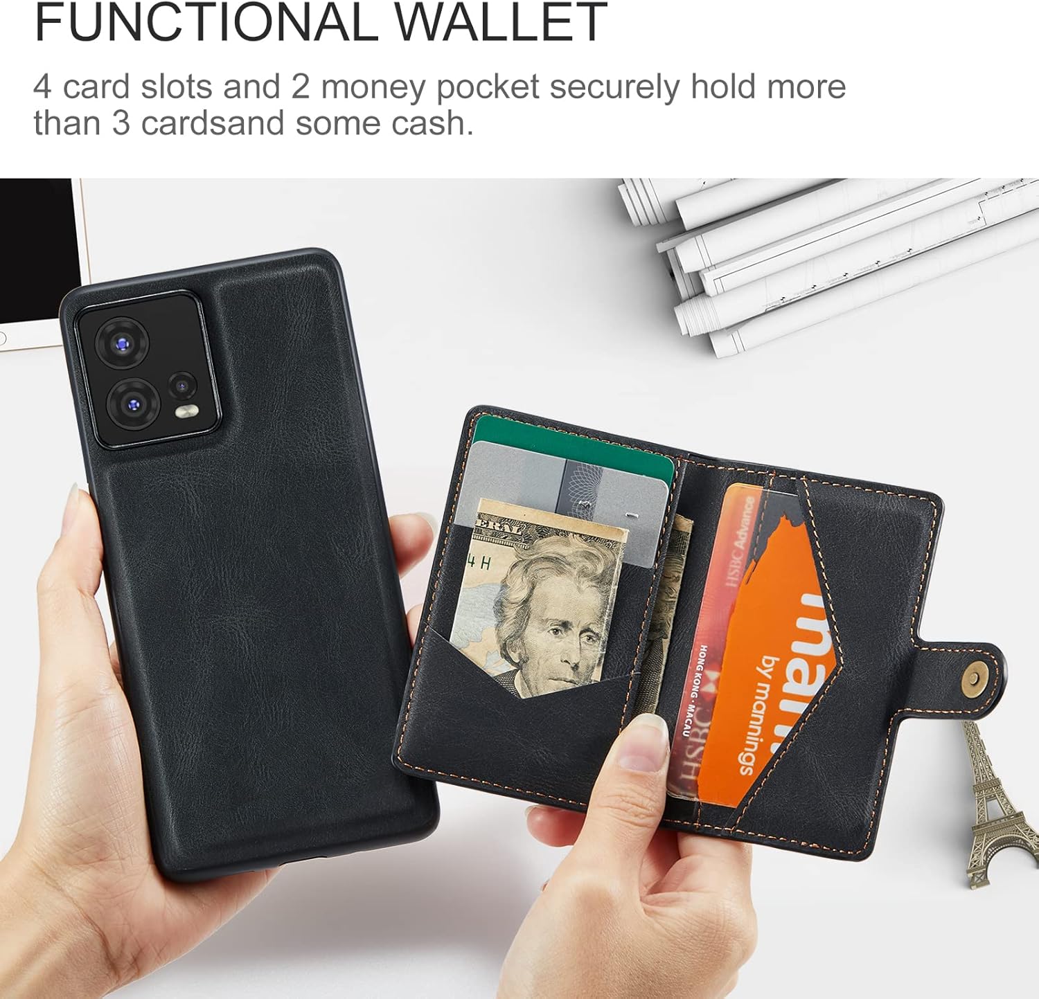 Asuwish Funda para teléfono Motorola Edge 30 Fusion 2022 con protector de pantalla de vidrio templado y soporte para tarjeta de crédito, accesorios
