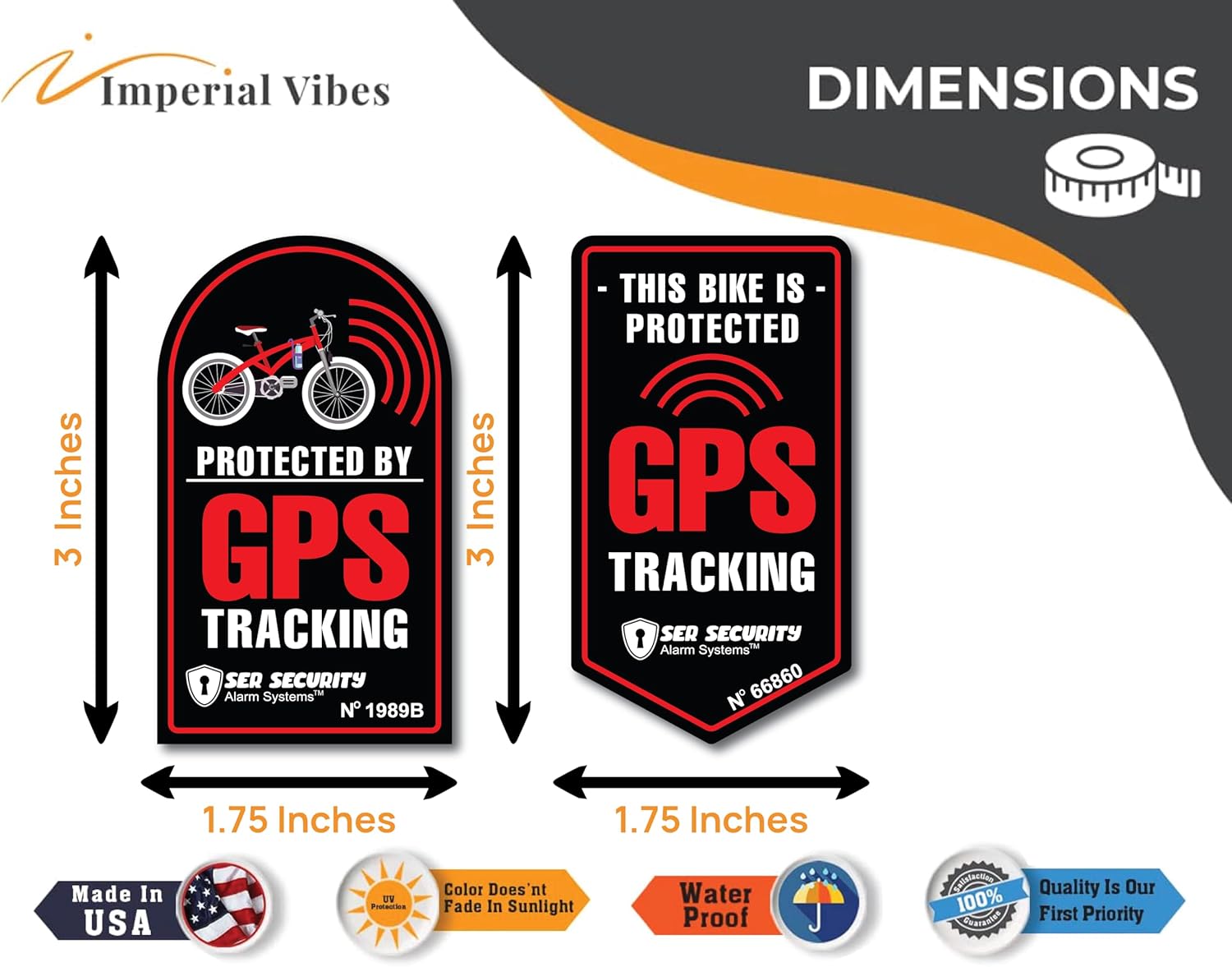 Adhesivo de seguimiento GPS de advertencia Alarma de seguridad Coche Bicicleta Motocicleta Parachoques Protegido 3 pulgadas appx Imp 083