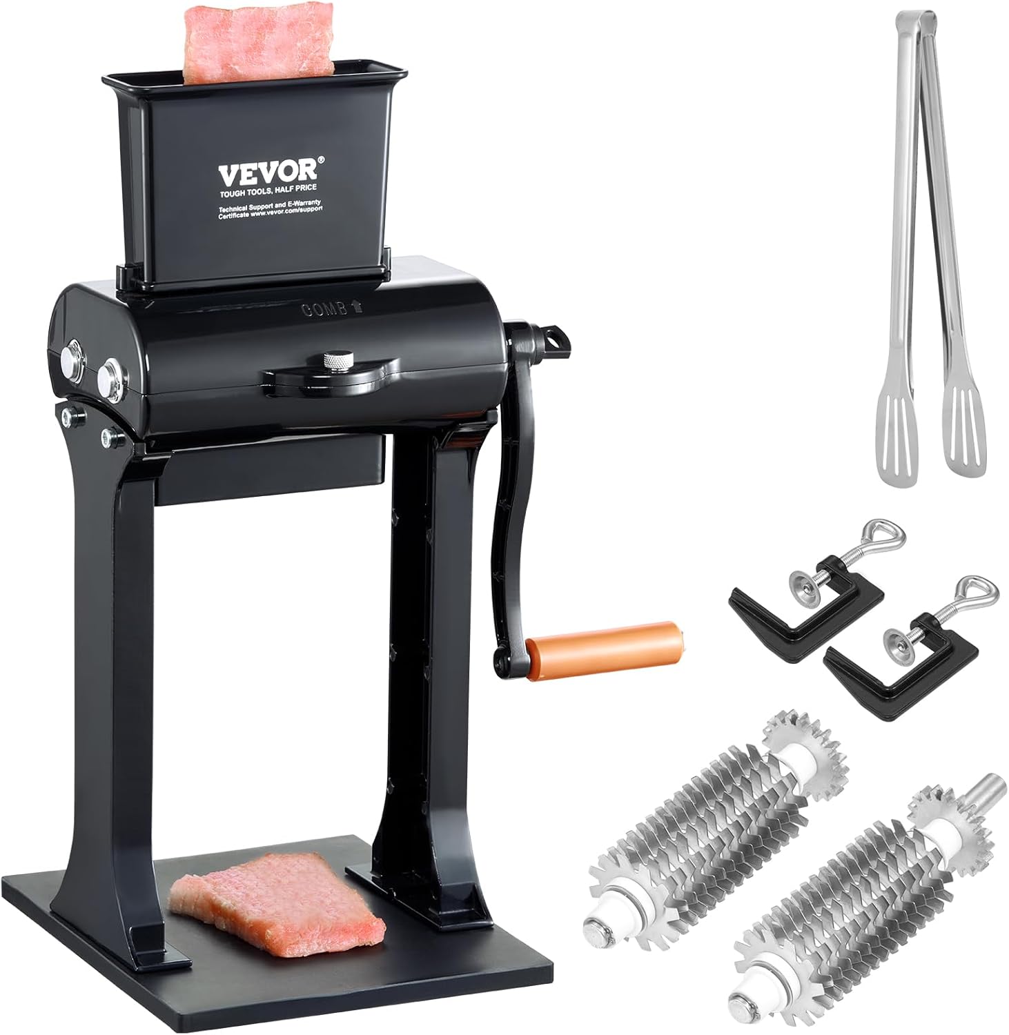 VEVOR Ablandador de carne comercial, máquina ablandadora de carne de acero inoxidable resistente, herramienta de cocina de operación manual rápida y