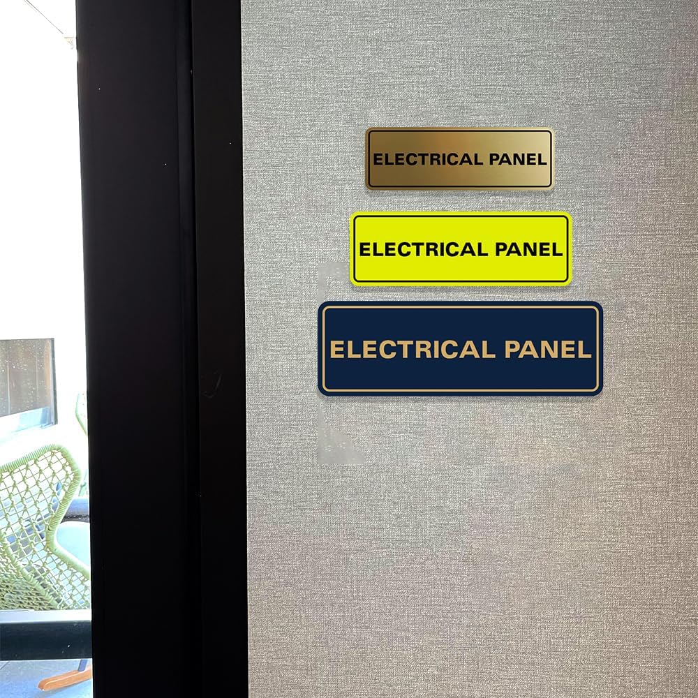 Letrero de pared o puerta de panel eléctrico estándar, material duradero, letrero transparente y funcional, fácil instalación, marrón oscuro,