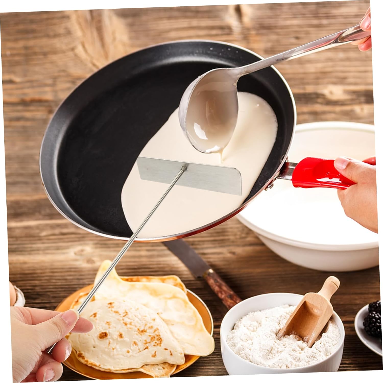 Esparcidor de crepé, crepe, crepes, rastrillo para panqueques, herramientas de pastelería, herramientas de extensión de crepé, herramienta de