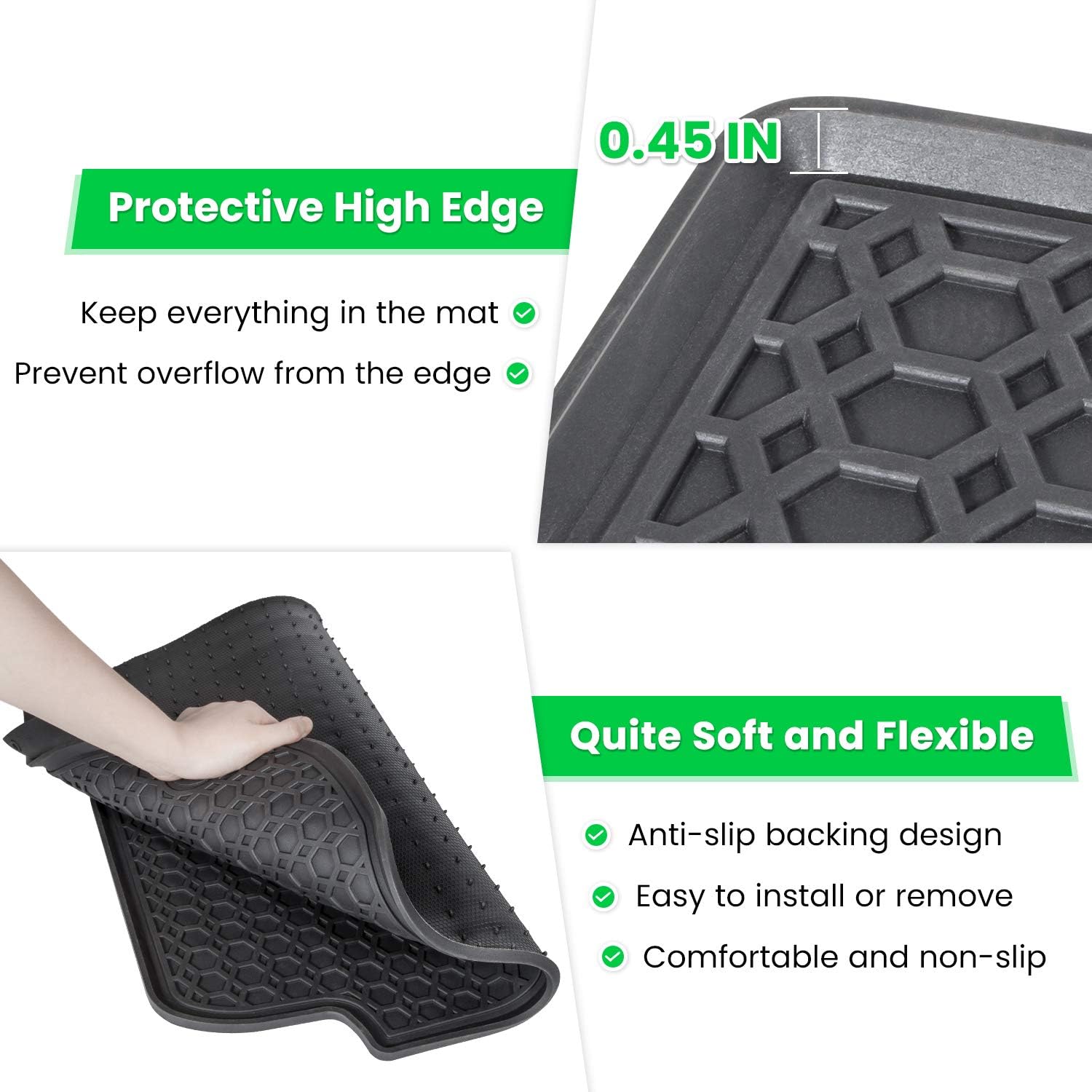 Floor Mat for Honda HR-V 2016 2017 2018 2019 2020 2021 2022 Heavy Duty Rubber Front+Rear Car Liner Carpet All Weather Custom Fit Waterproof Odorless
